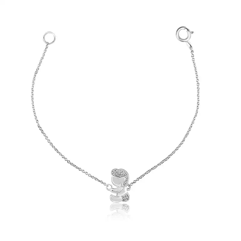 Elegant 18K White Gold Baby Girl Charm Bracelet with a Delicate and Sweet Design