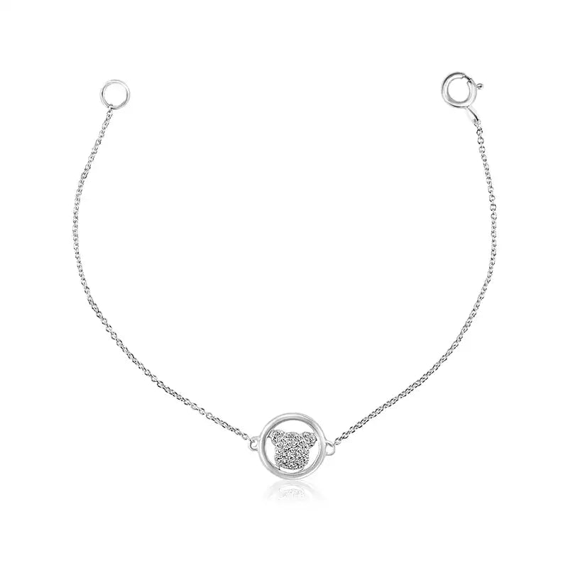 Elegant 18K White Gold Baby Bracelet with Whimsical Mickey Mouse Charm for Little Girls