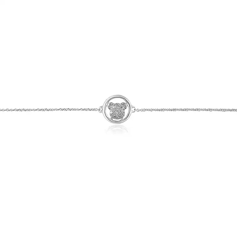 Elegant 18K White Gold Baby Bracelet with Whimsical Mickey Mouse Charm for Little Girls