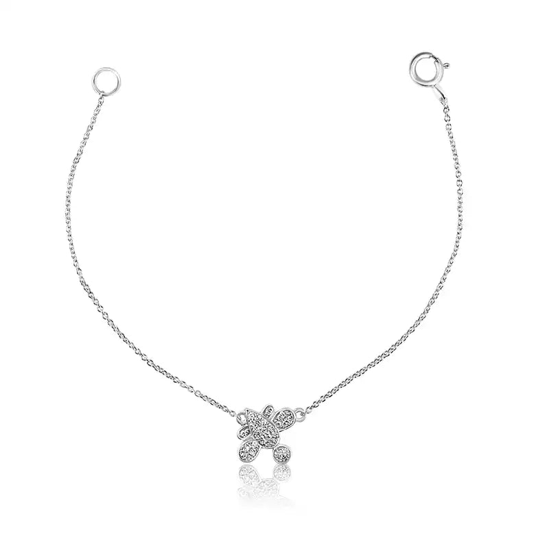 Delicate 18K White Gold Baby Bracelet with Cute Turtle Charm for Little Girls