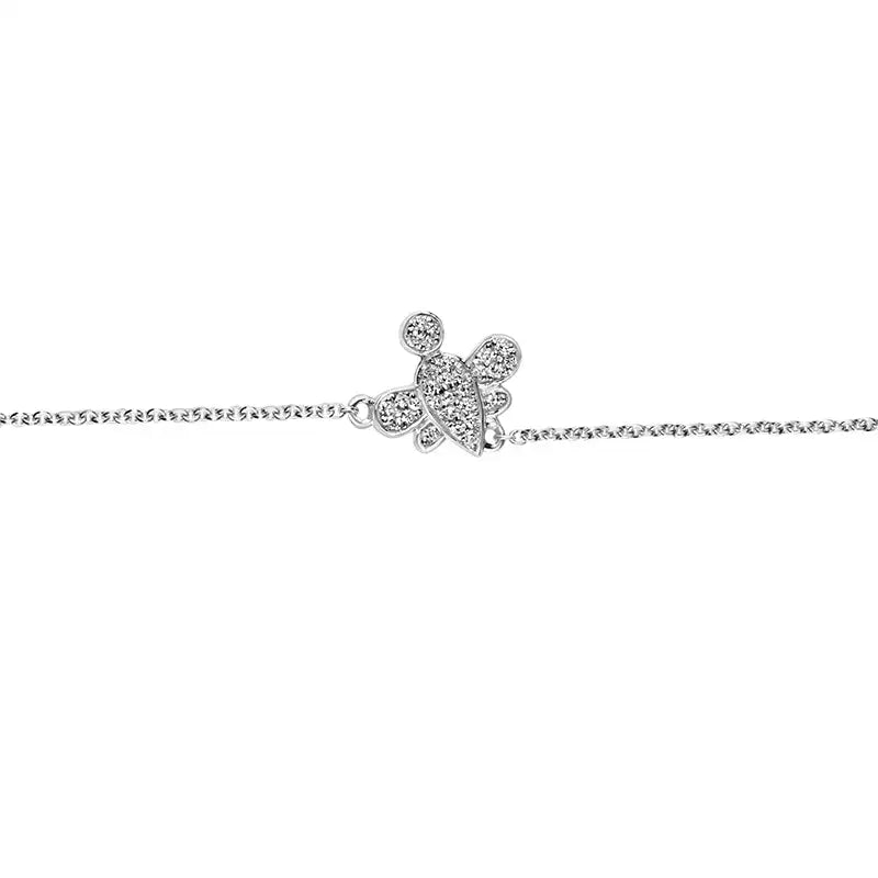 Delicate 18K White Gold Baby Bracelet with Cute Turtle Charm for Little Girls