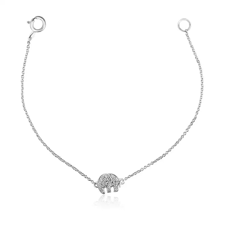Elegant 18K White Gold Baby Bracelet with Adorable Elephant Charm for Little Girls