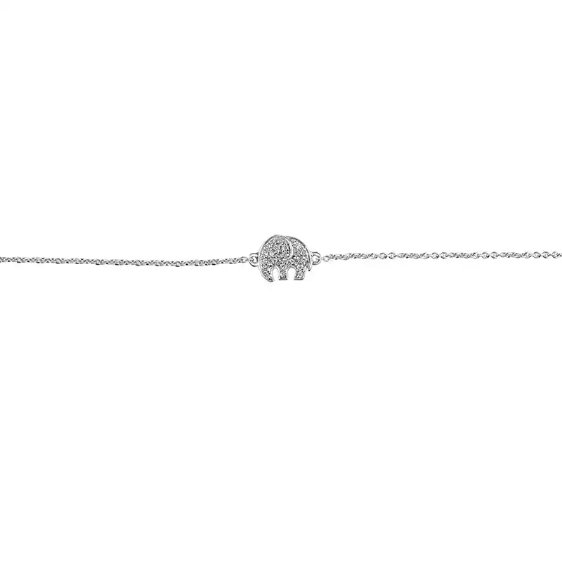 Elegant 18K White Gold Baby Bracelet with Adorable Elephant Charm for Little Girls