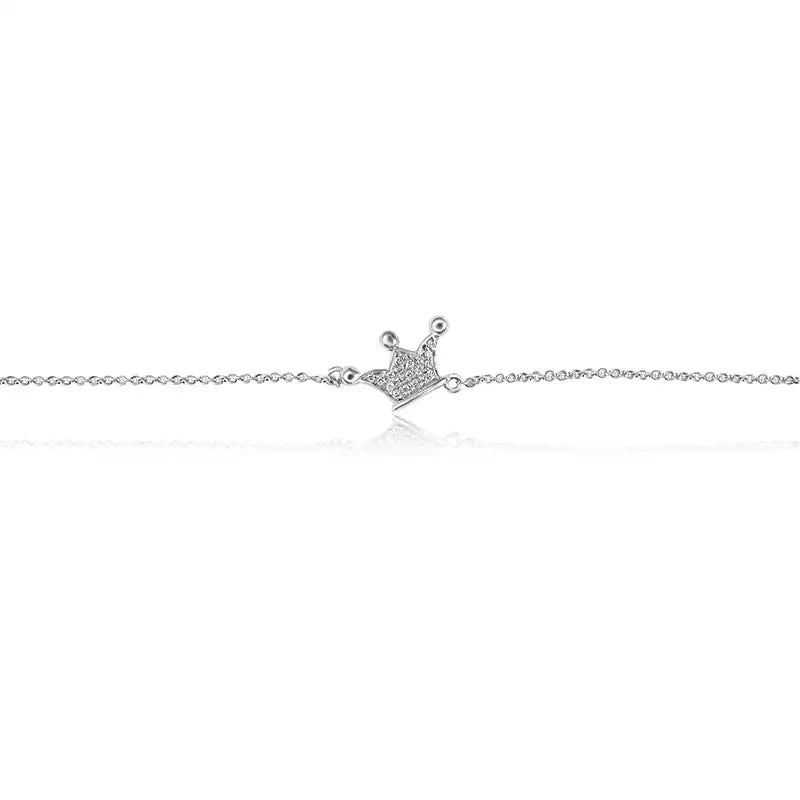 Elegant 18K White Gold Baby Bracelet with a Sweet Crown Charm Accent