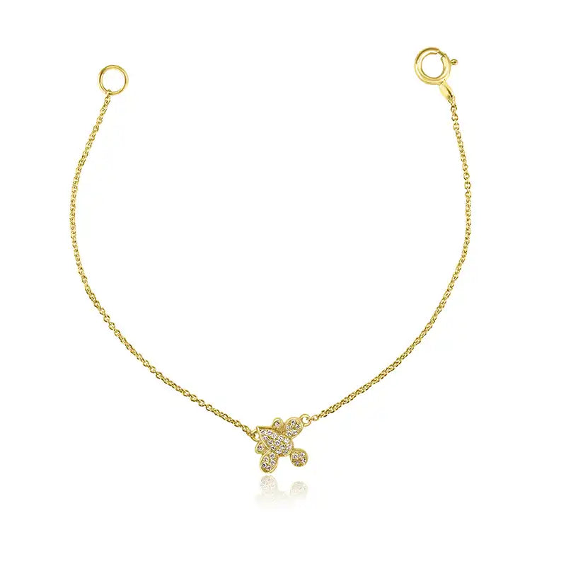 Elegant 18K Yellow Gold Baby Bracelet with Turtle Charm and Diamond Accent