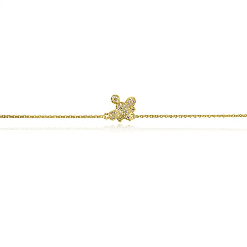Elegant 18K Yellow Gold Baby Bracelet with Turtle Charm and Diamond Accent