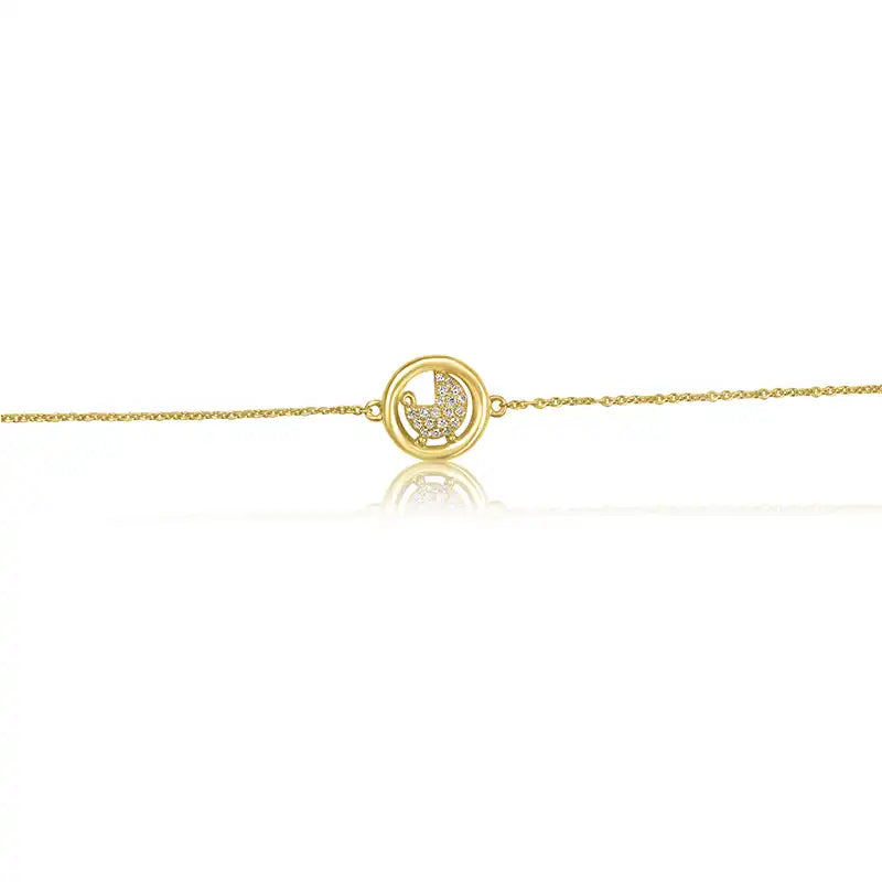 Elegant 18K Yellow Gold Baby Bracelet with Charming Pram Car Charm for Girls