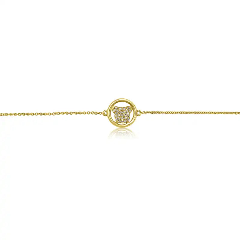 Elegant 18K Yellow Gold Baby Bracelet with Cute Mickey Mouse Charm