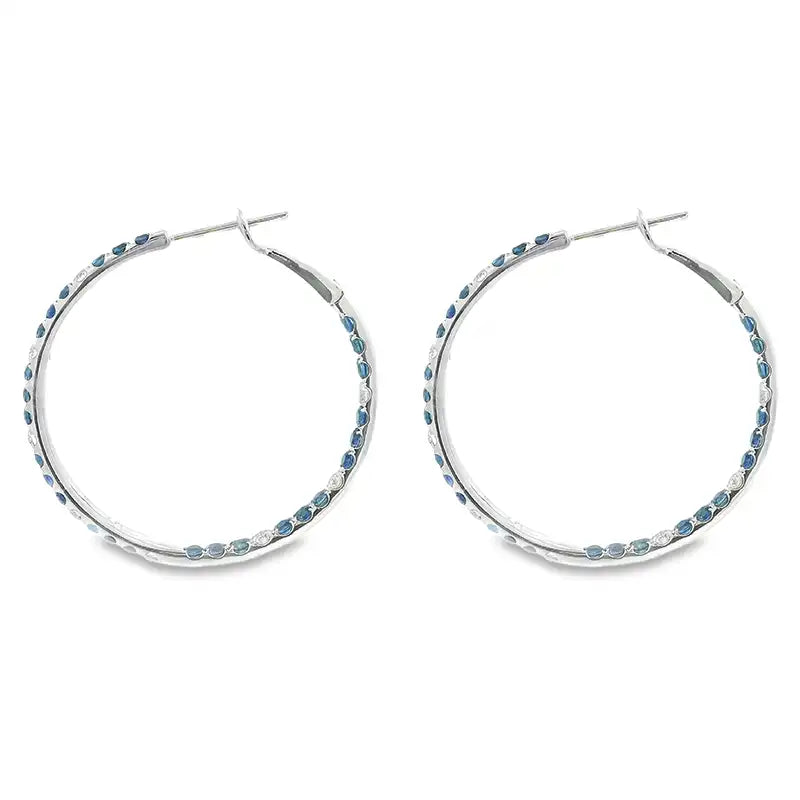 18K Gold Diamond Hoop Earrings