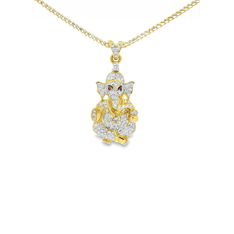 Lord Ganesh pendant in Gold Diamonds