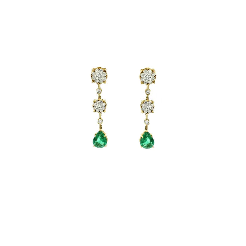 Emerald and Gold Diamond Pendant Set