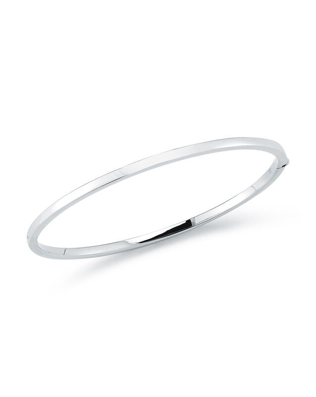 18K WHITE DESIGNER GOLD OVAL BANGLE