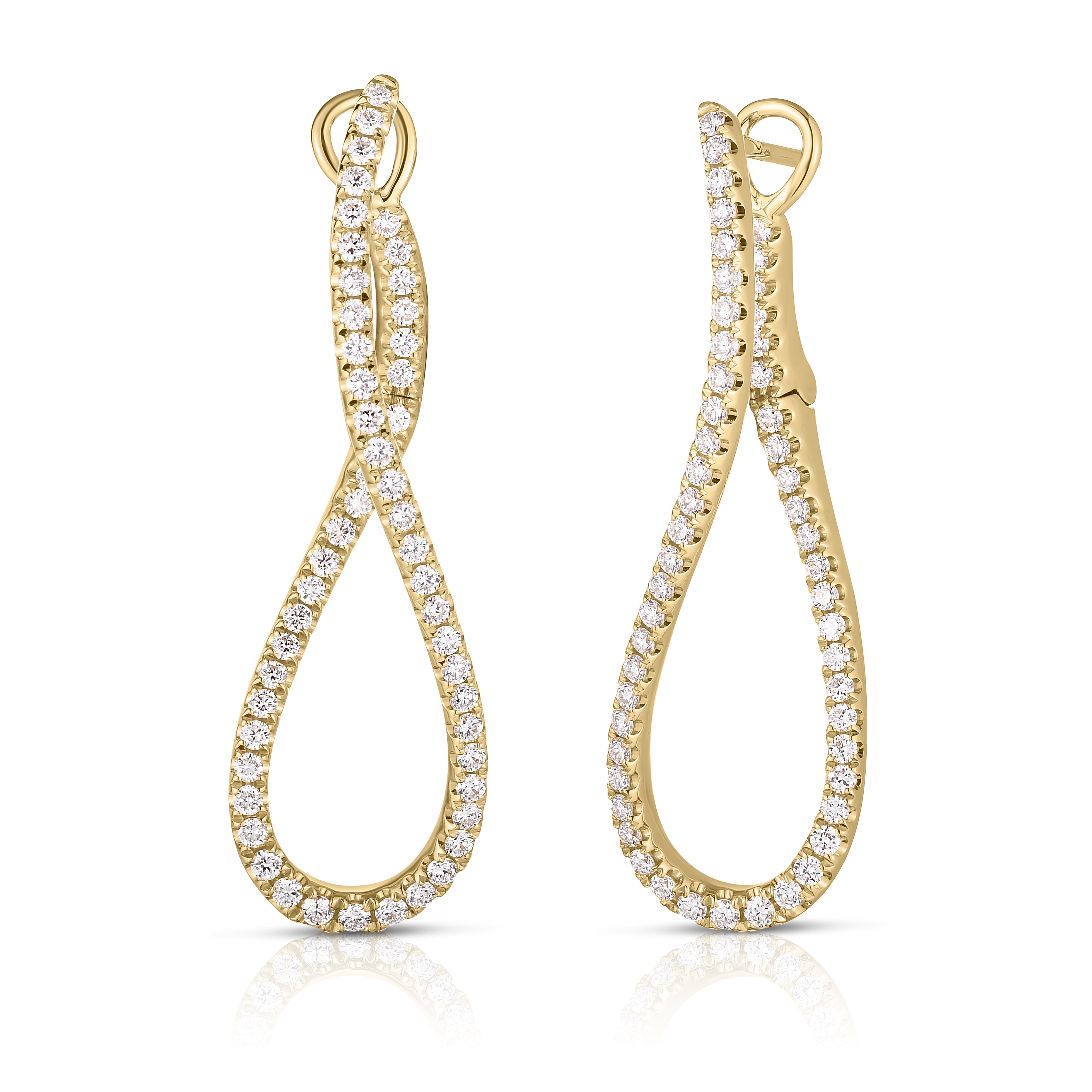 18K YELLOW GOLD CLASSIC DIAMOND OUTLINE LOOP EARRINGS