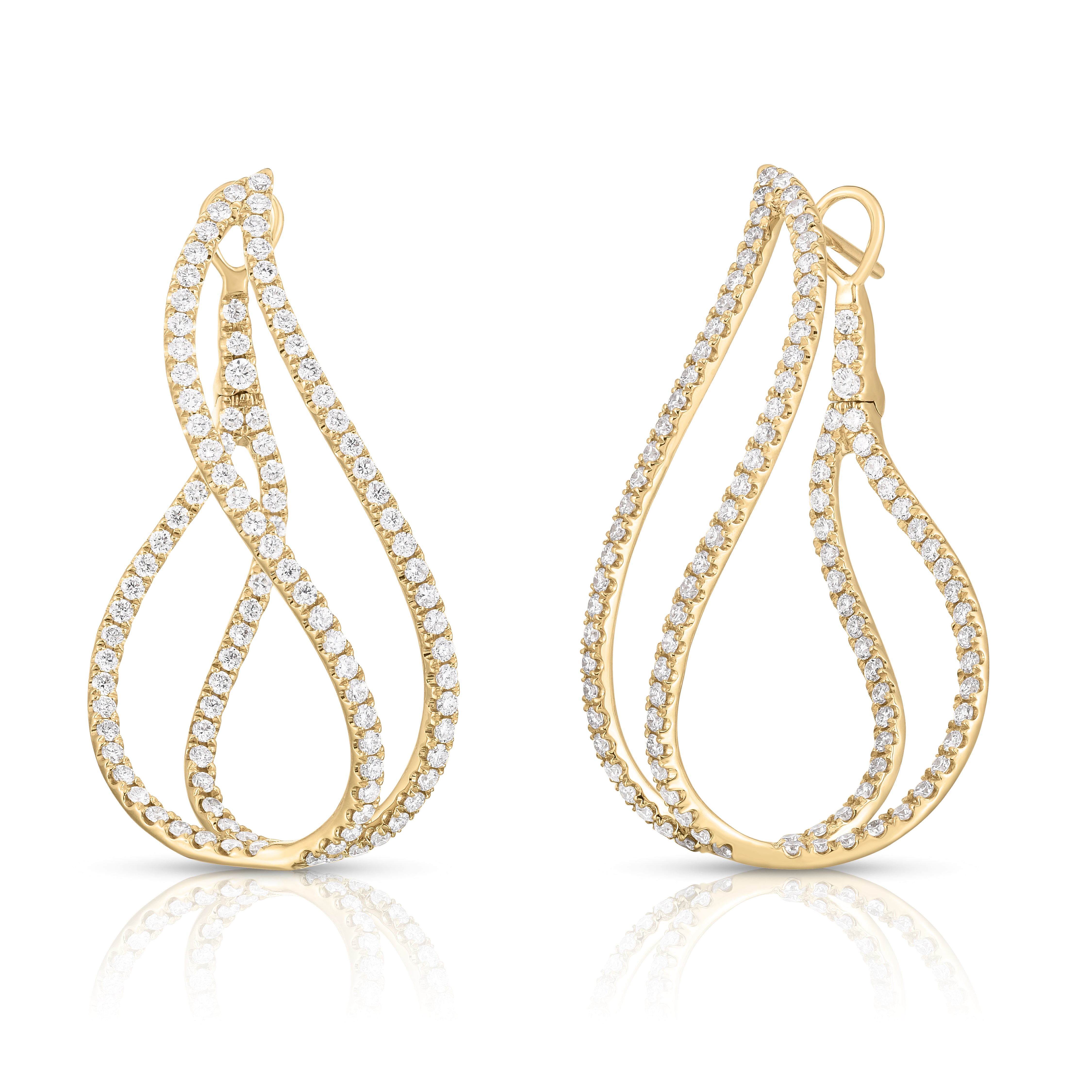 18K YELLOW GOLD DIAMOND CLASSIC TWIST EARRINGS
