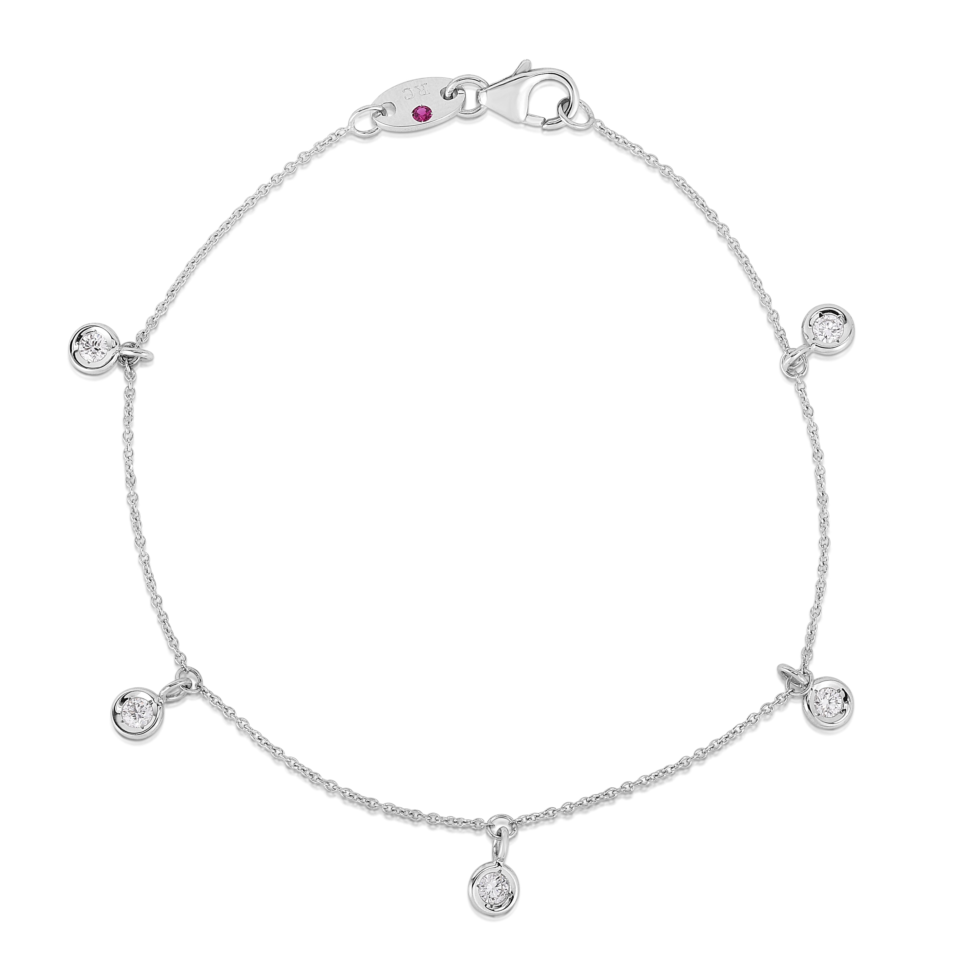 18K WHITE GOLD DIAMONDS BY THE INCH DANGLING FIVE STATION BRACELET