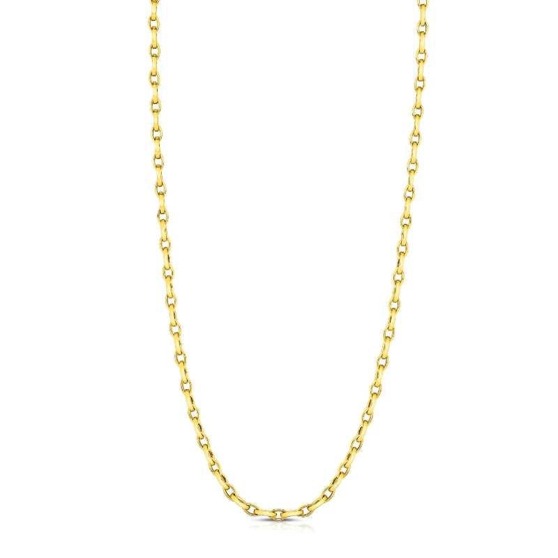 18K YELLOW DESIGNER GOLD ALMOND LINK NECKLACE