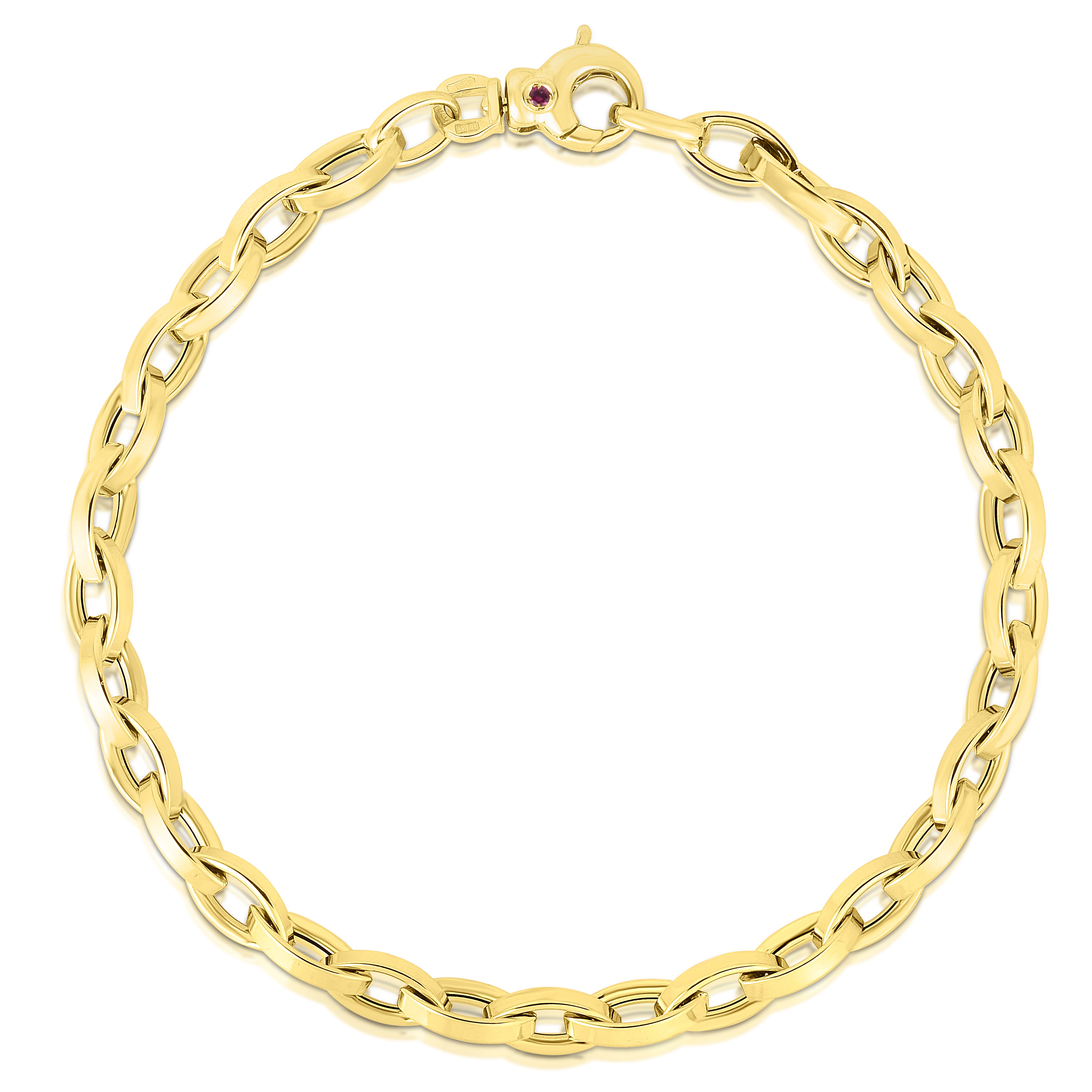 18K YELLOW DESIGNER GOLD ALMOND LINK BRACELET