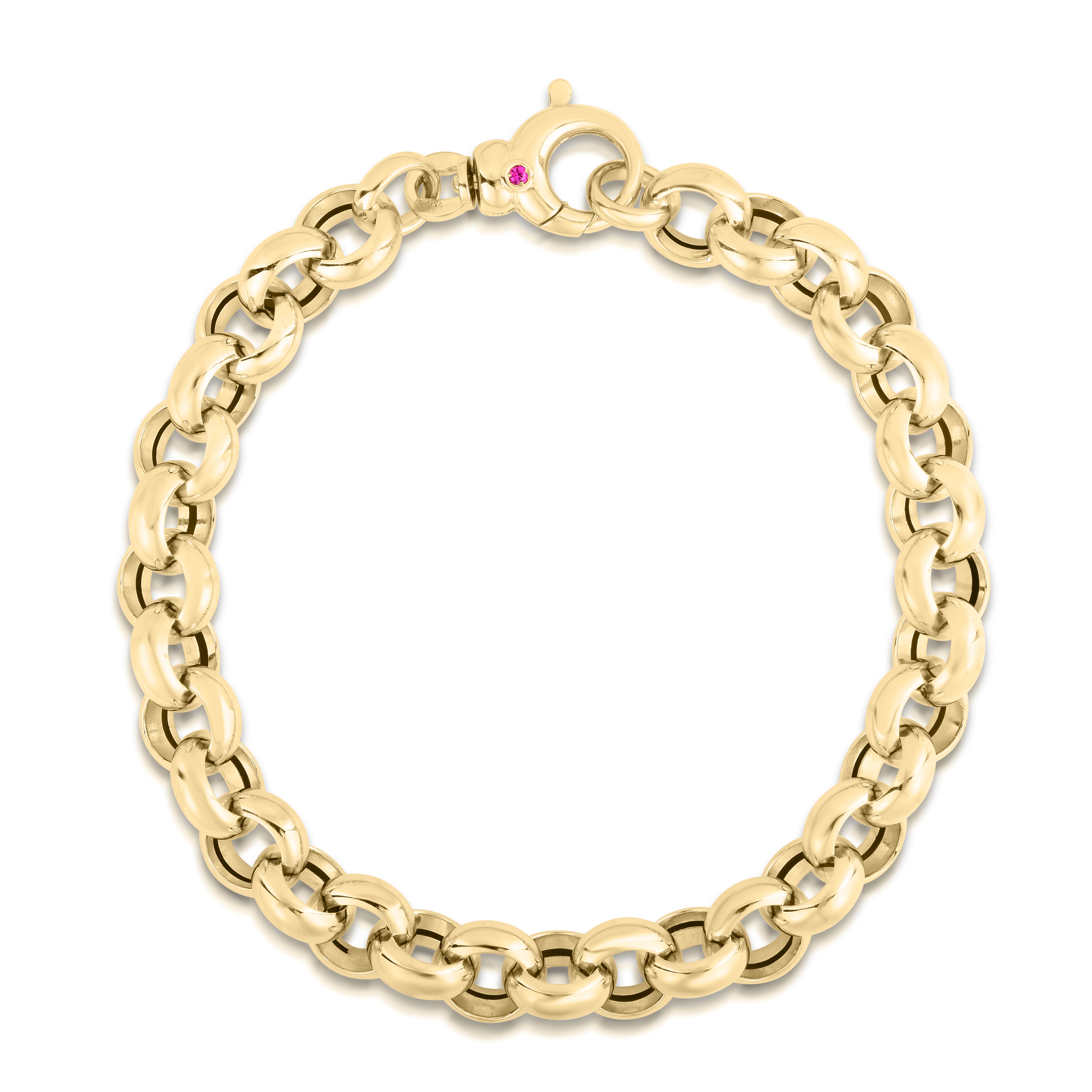 18K YELLOW DESIGNER GOLD CHUNKY ROLO LINK BRACELET