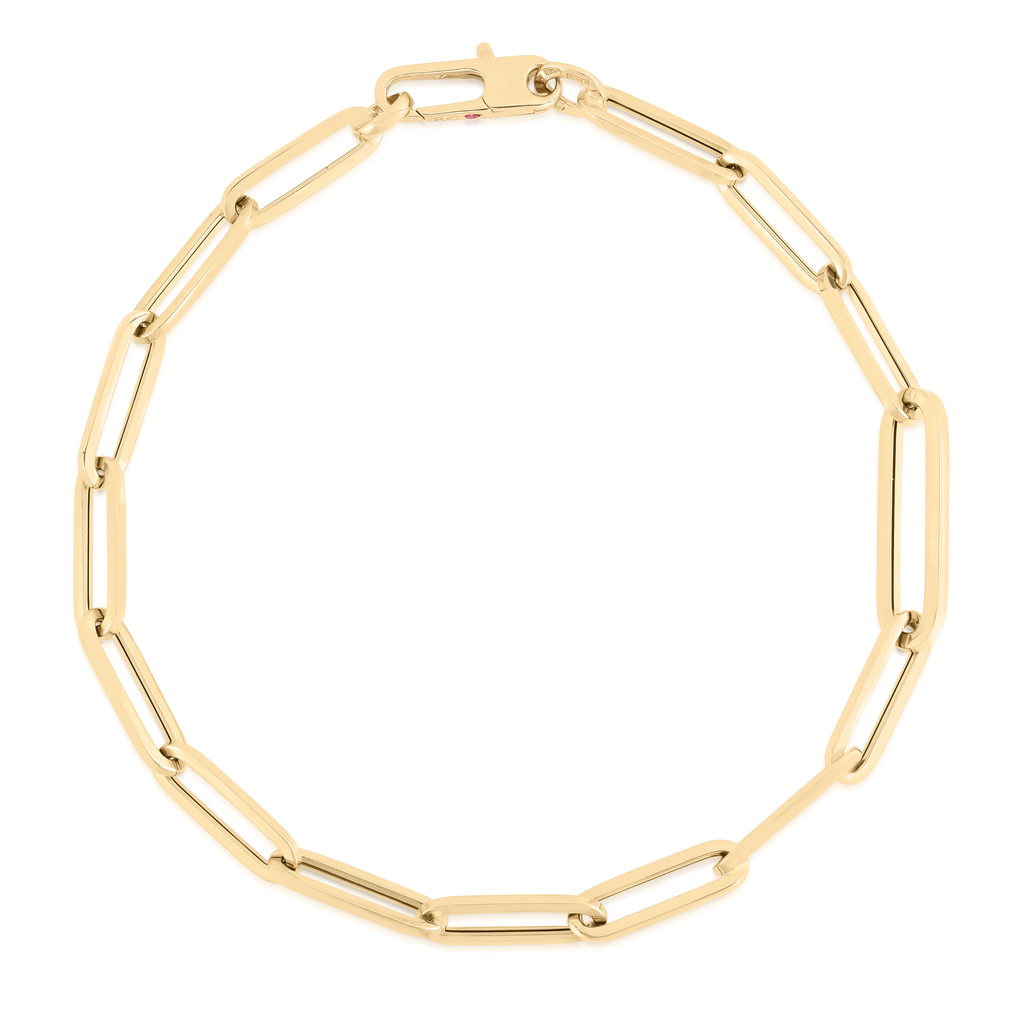 18K YELLOW DESIGNER GOLD ALTERNATING SIZE PAPERCLIP LINK BRACLET