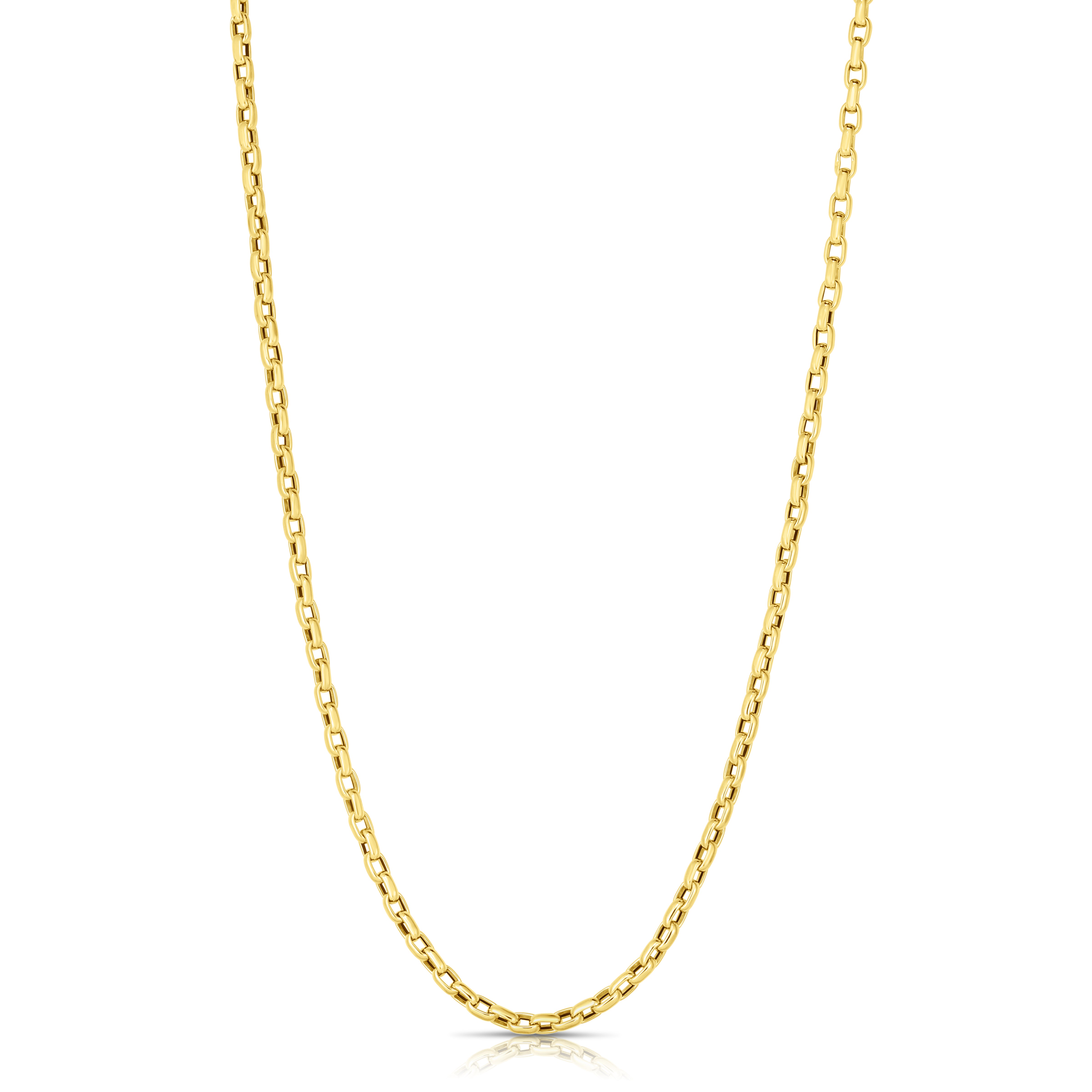 18K YELLOW DESIGNER GOLD FINE GAUGE OVAL LINK NECKLACE