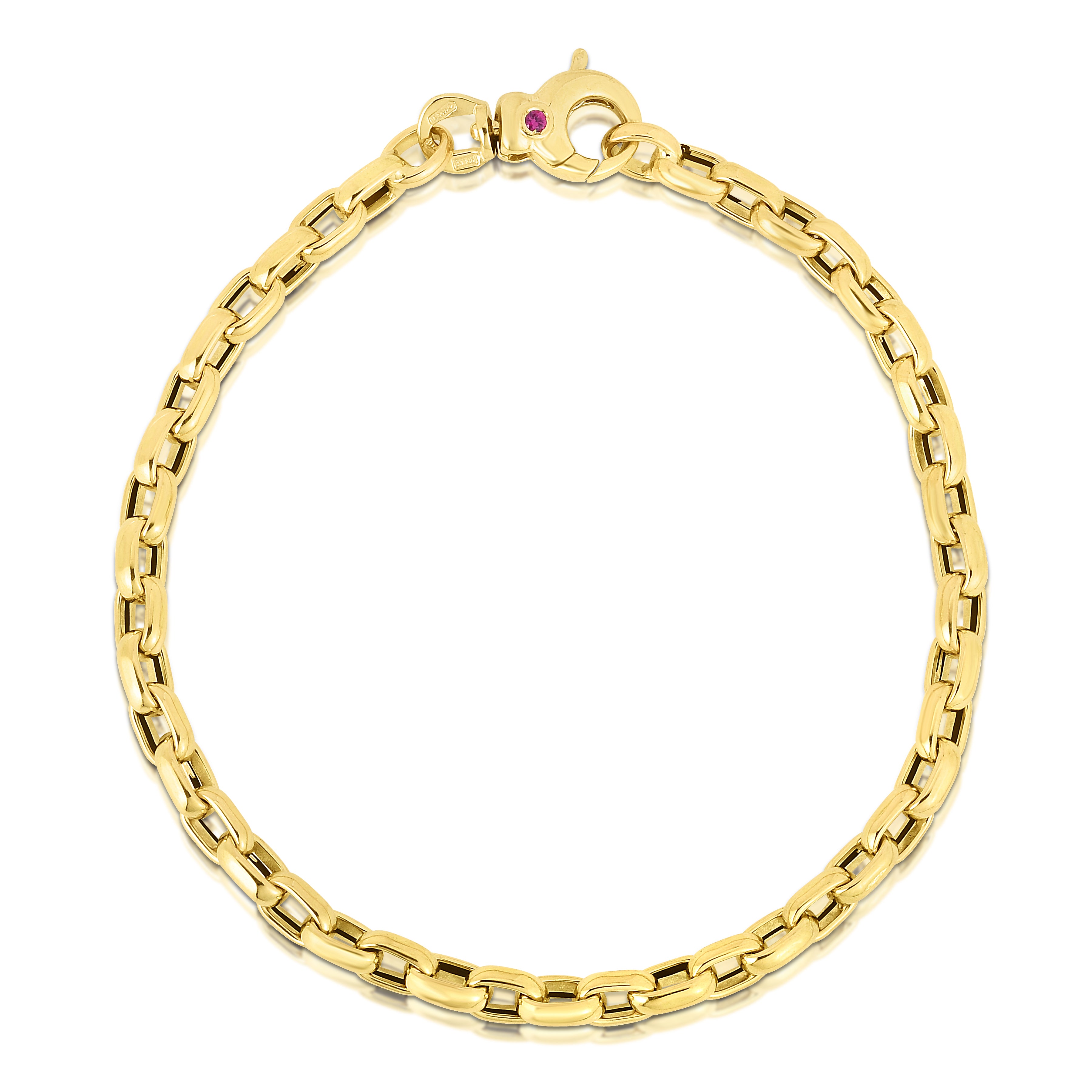 18K YELLOW DESIGNER GOLD FINE GAUGE OVAL LINK BRACELET