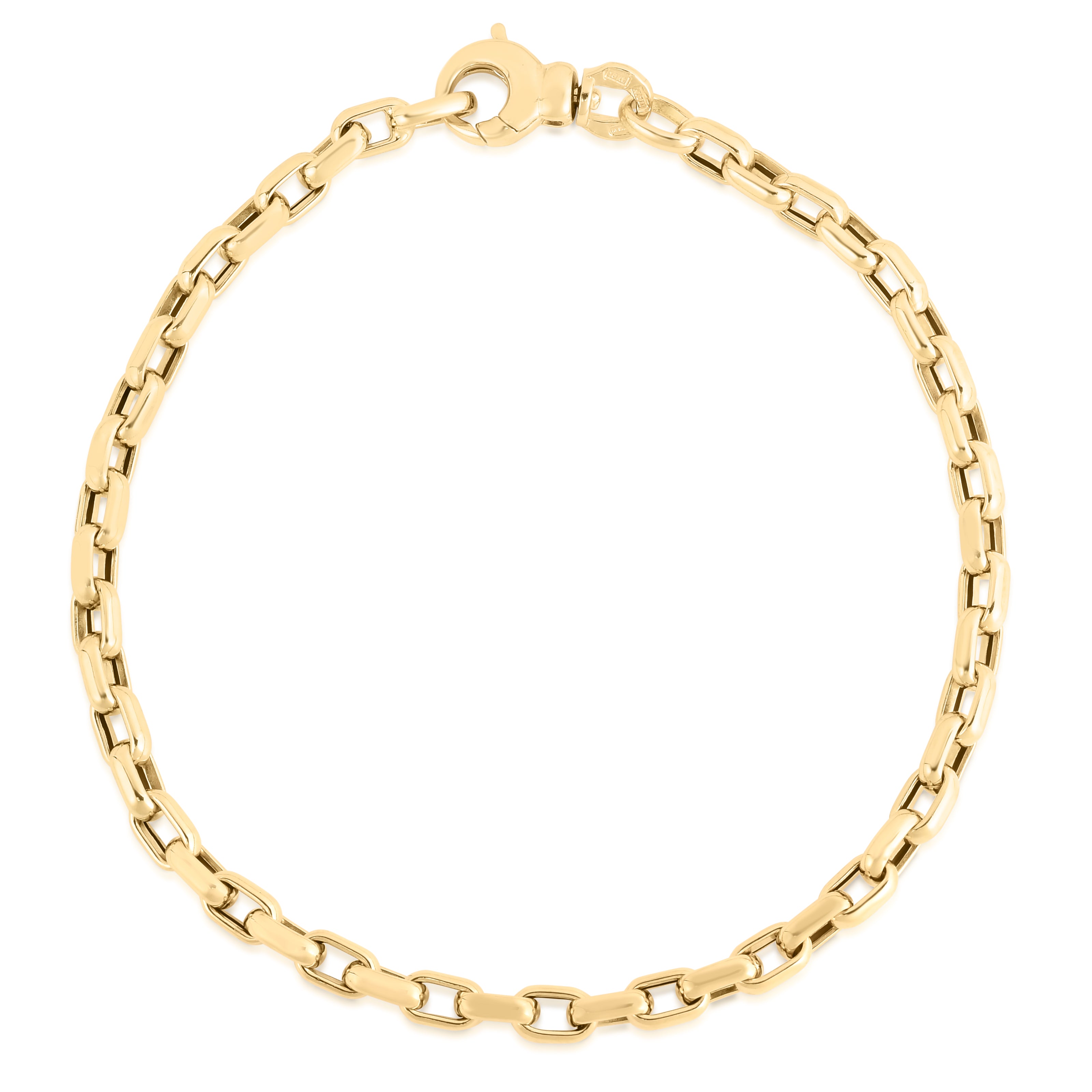 18K YELLOW DESIGNER GOLD FINE GAUGE OVAL LINK BRACELET