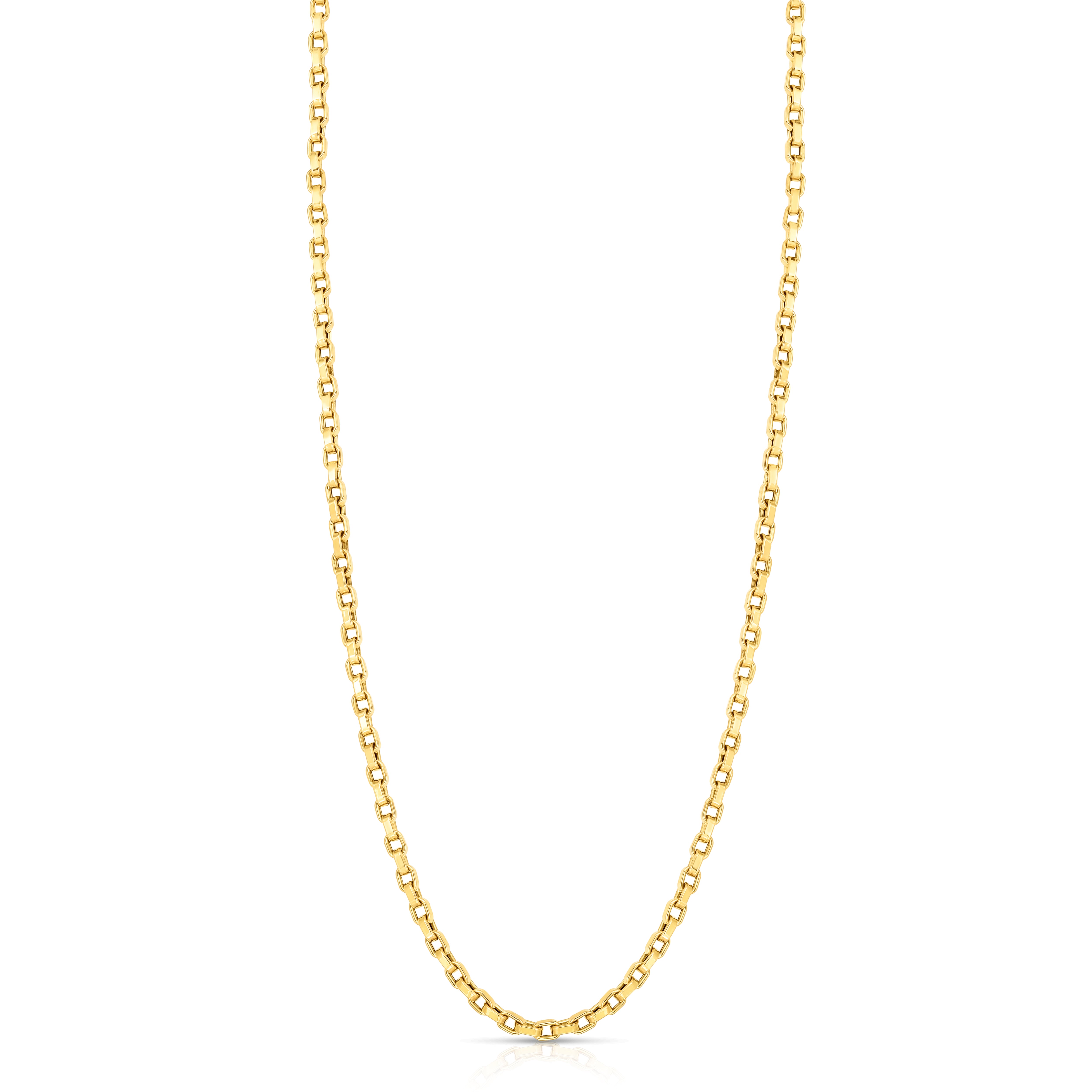 18K YELLOW DESIGNER GOLD SQUARE LINK NECKLACE