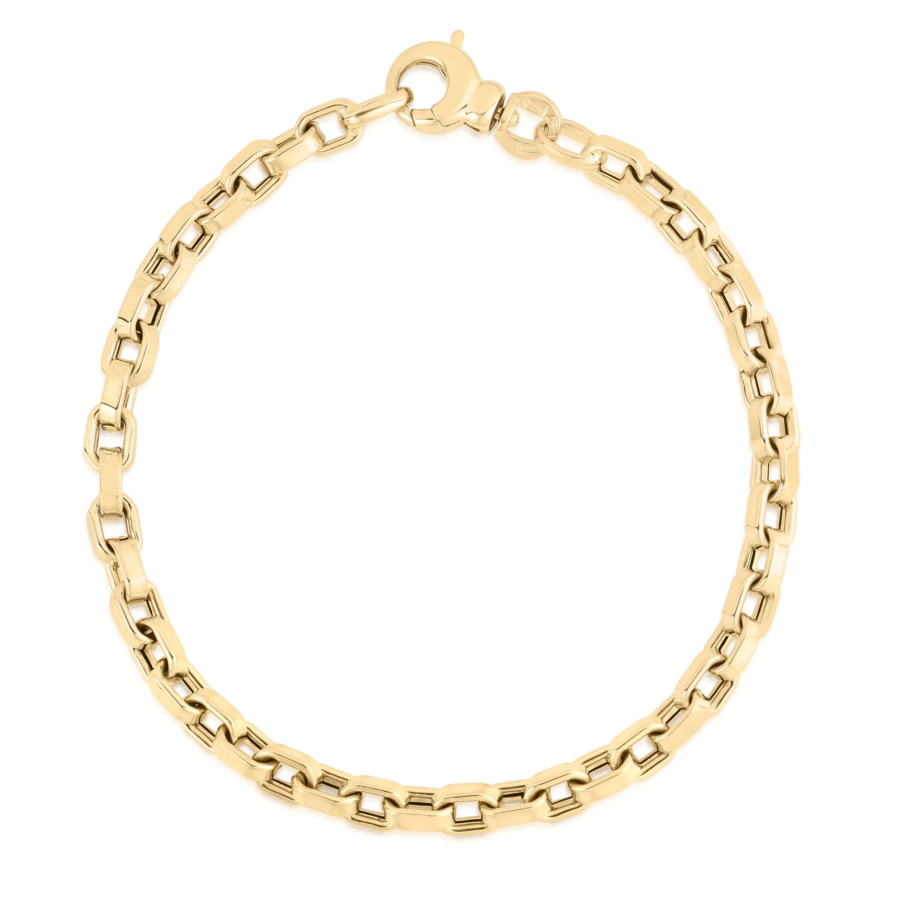 18K YELLOW DESIGNER GOLD SQUARE LINK BRACELET