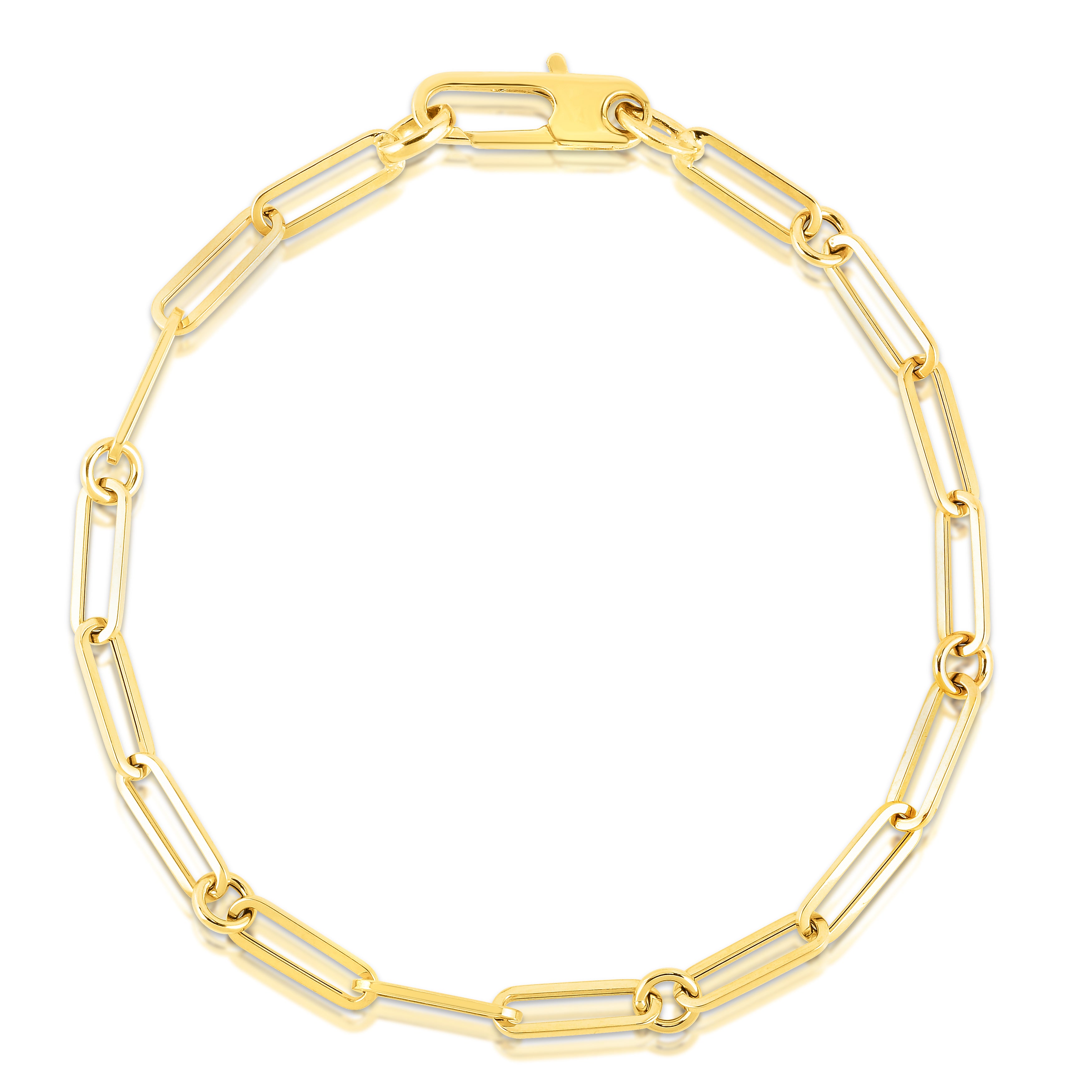 18K YELLOW DESIGNER GOLD PAPERCLIP & ROUND LINK BRACELET