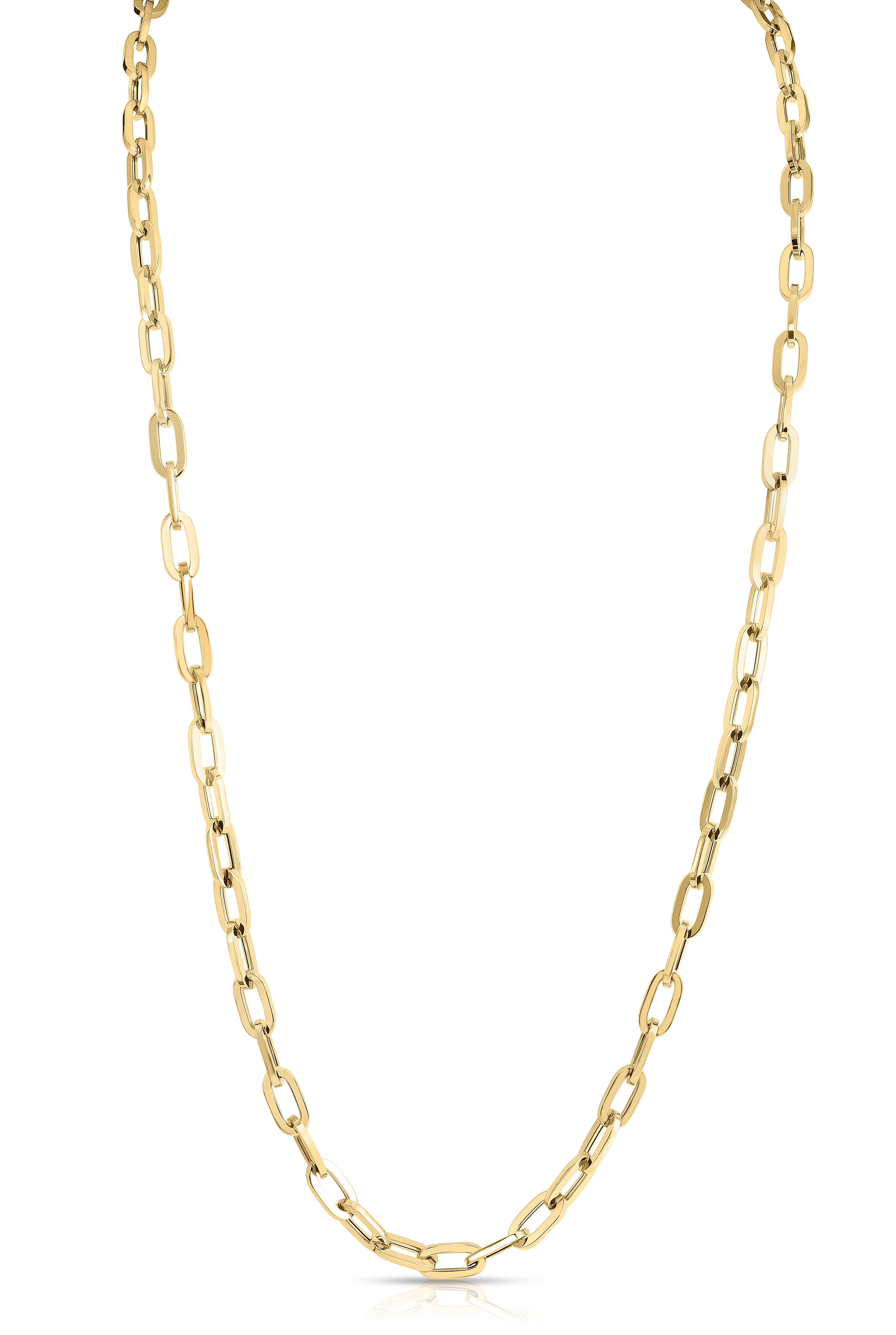 18K YELLOW DESIGNER GOLD HEAVY GAUGE PAPERCLIP LINK NECKLACE