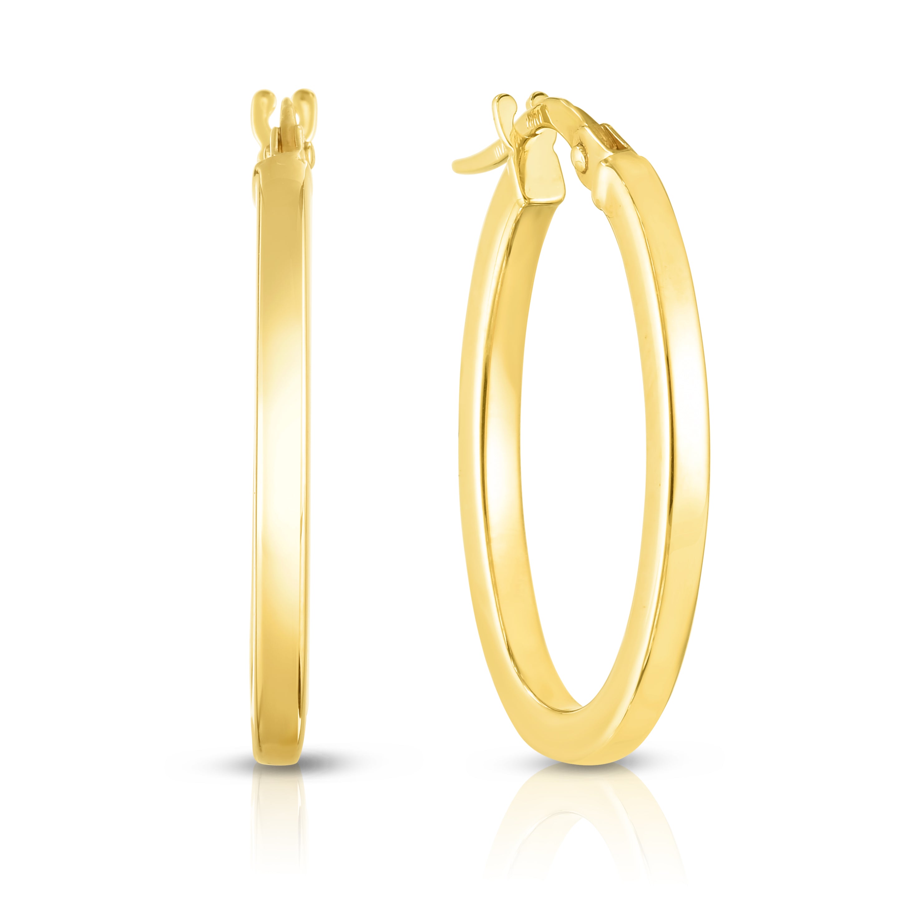 18K YELLOW GOLD THE PERFECT HOOP® PETITE SQUARE EDGED OVAL EARRINGS