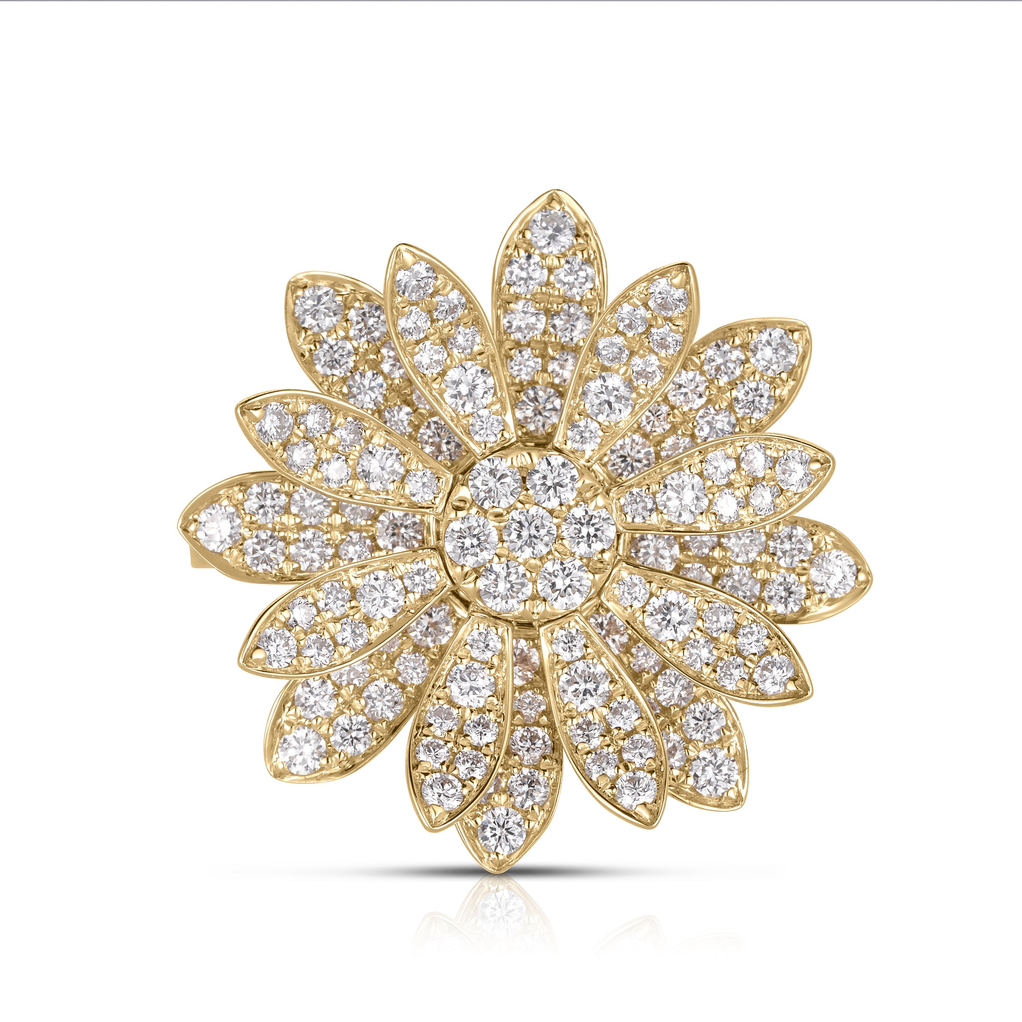 18K YELLOW GOLD MARGHERITA PAVE DIAMOND FLOWER RING