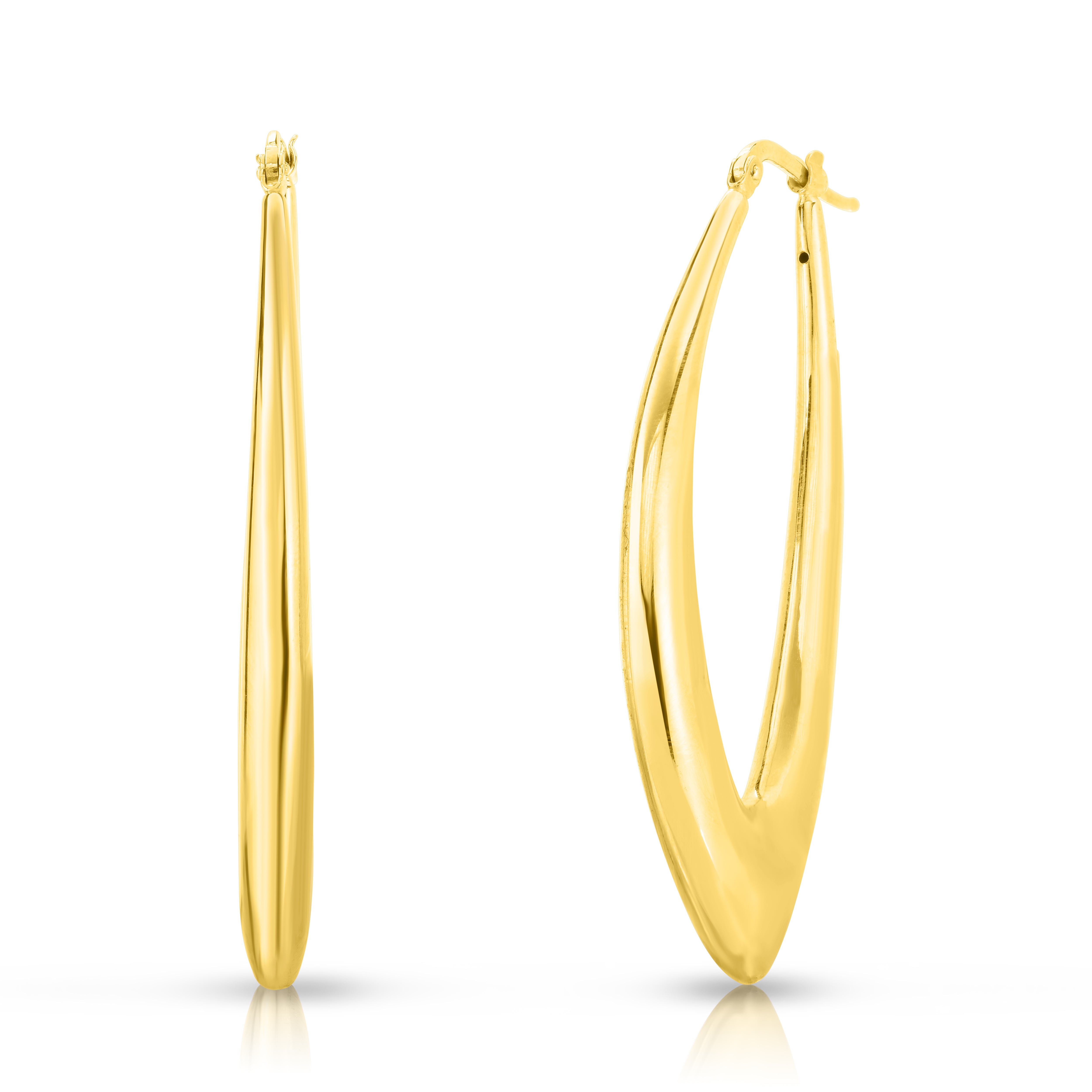 18K YELLOW DESIGNER GOLD ABSTRACT HOOP EARRINGS