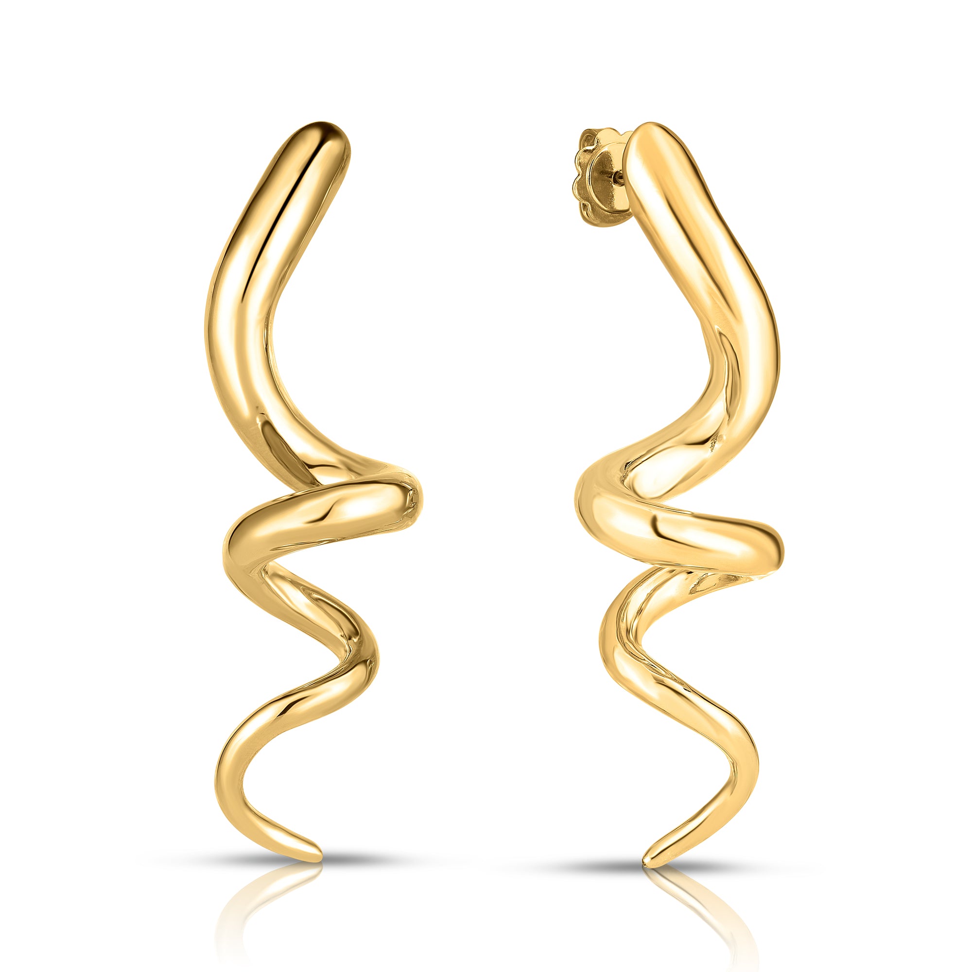 18K YELLOW DESIGNER GOLD SPIRAL EARRINGS