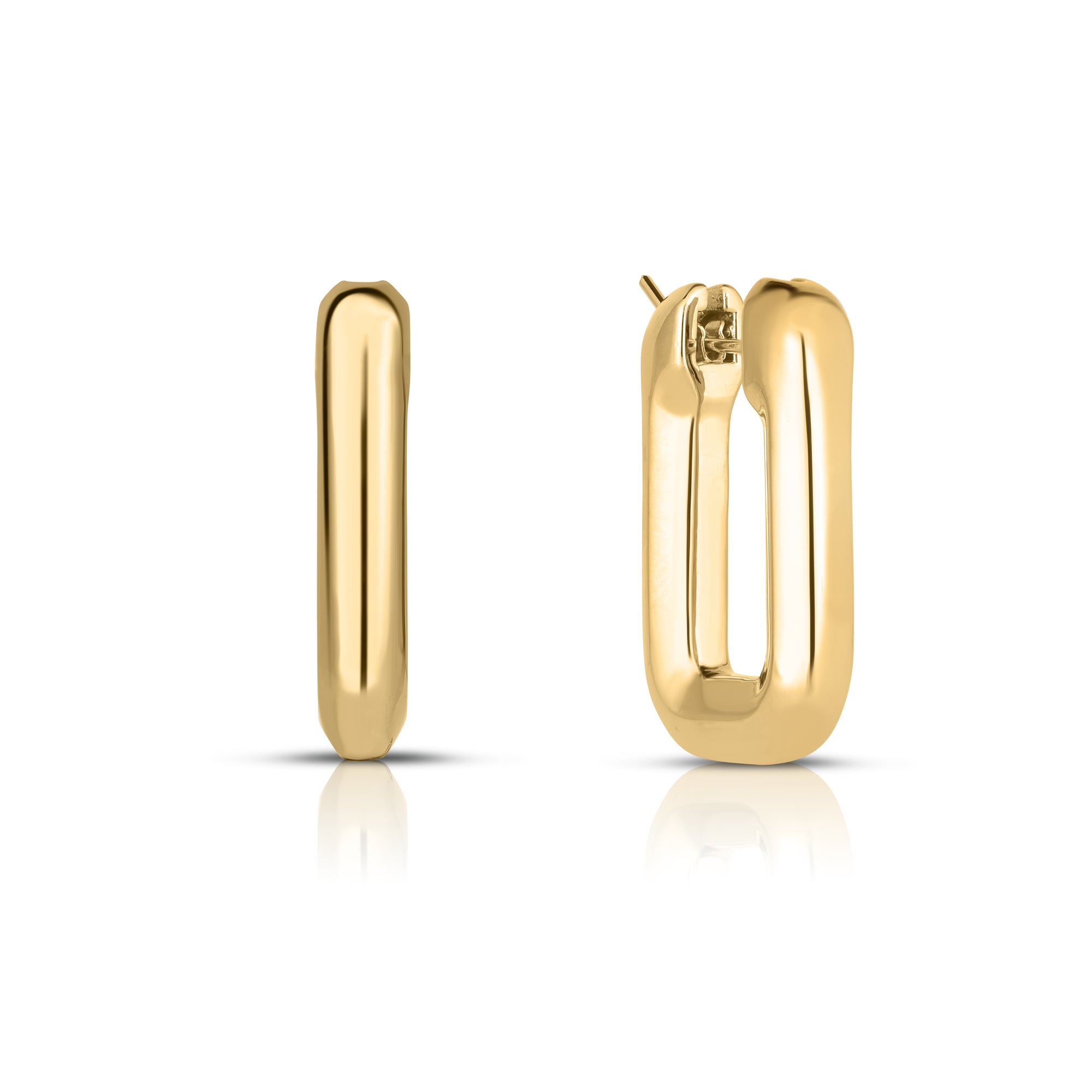 18K YELLOW DESIGNER GOLD SMALL SQUARE HOOP EARRINGS