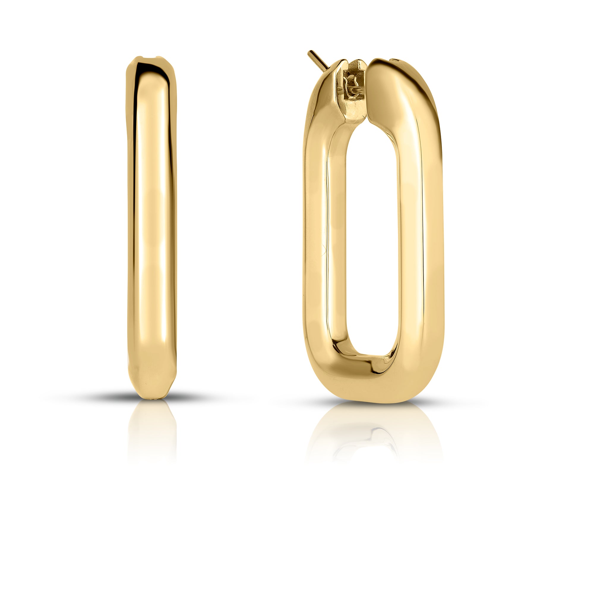 18K YELLOW DESIGNER GOLD MEDIUM SQUARE HOOP EARRINGS
25 X 40 MM