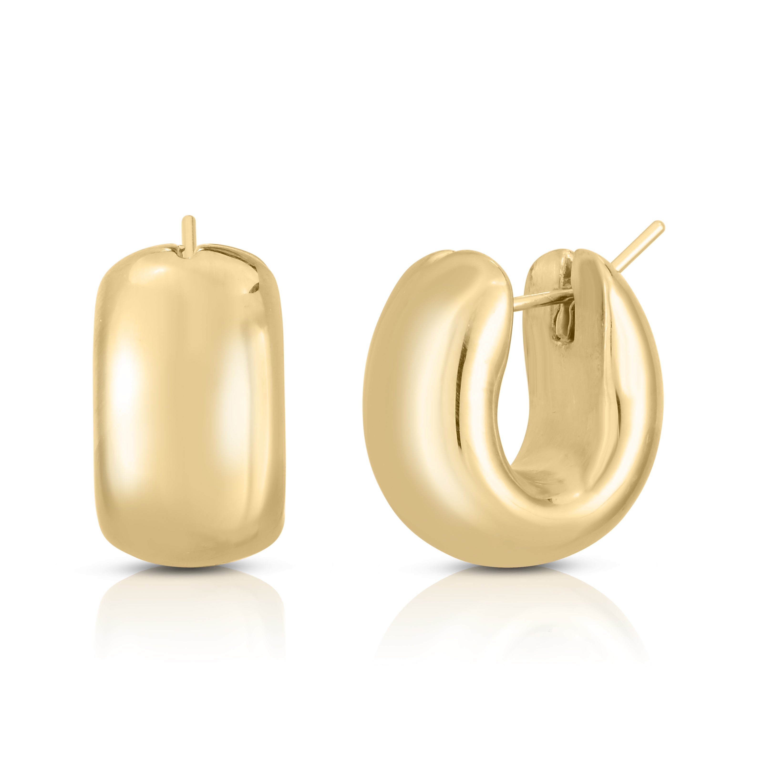 18K YELLOW DESINGER GOLD WIDE HUGGIE EARRINGS