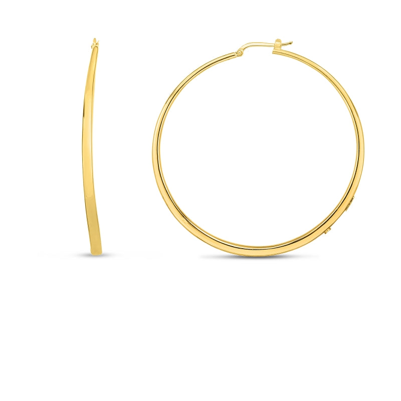 18K YELLOW DESIGNER GOLD EXTRA LARGE GRADUATED HOOP EARRINGS