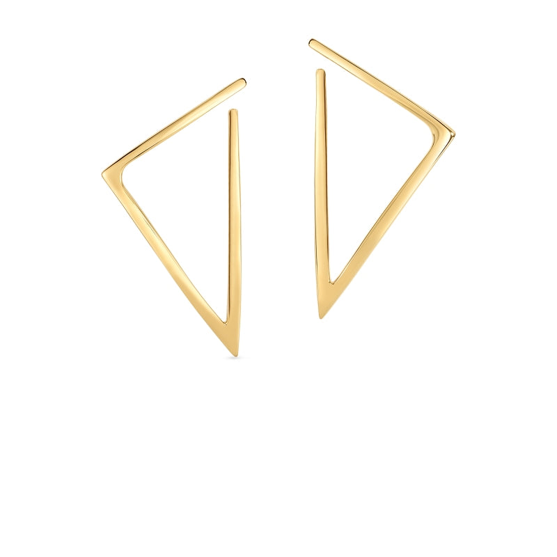 18K YELLOW DESIGNER GOLD LARGE TRIANGLE EARRINGS