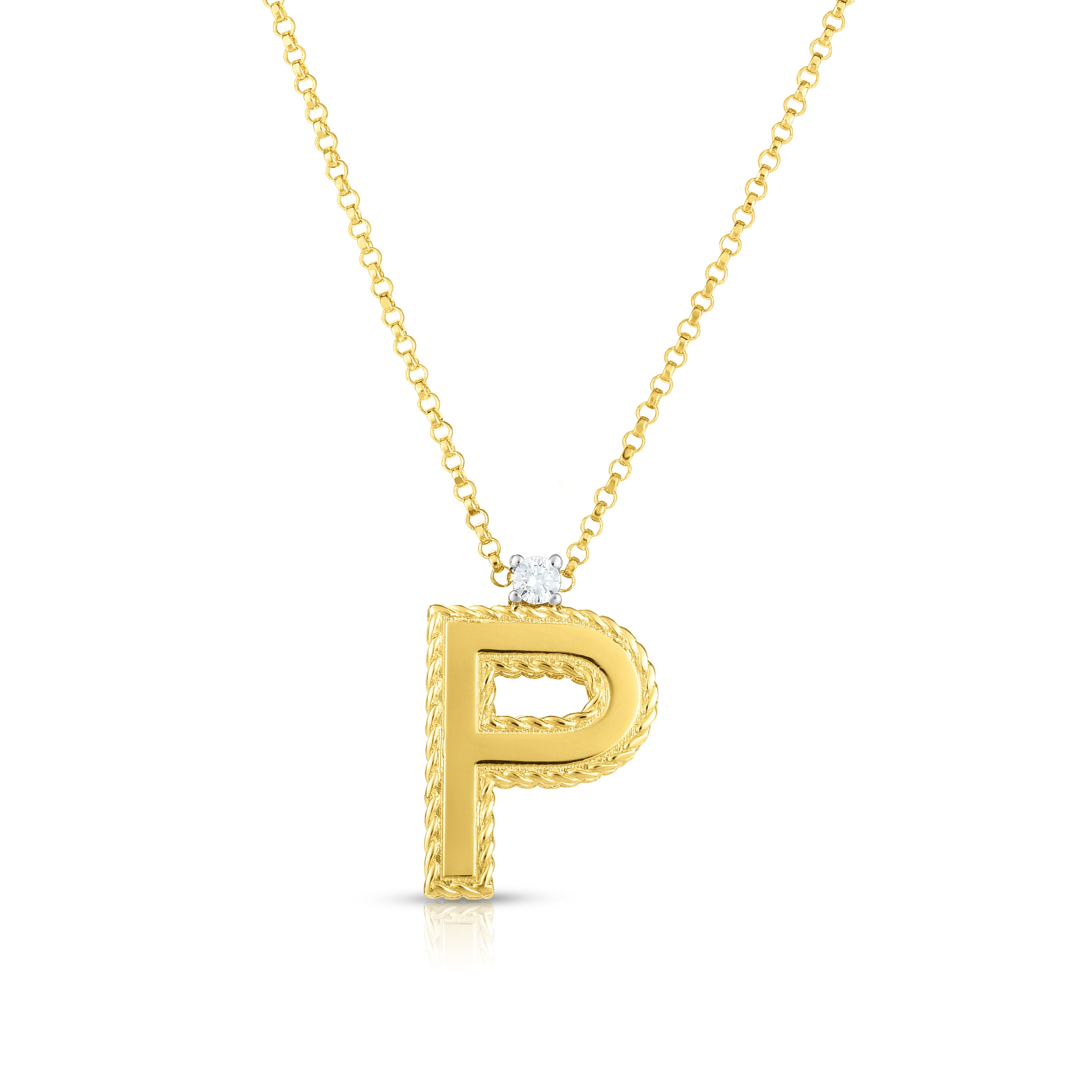 18K YELLOW GOLD PRINCESS BLOCK LETTER "P" NECKLACE