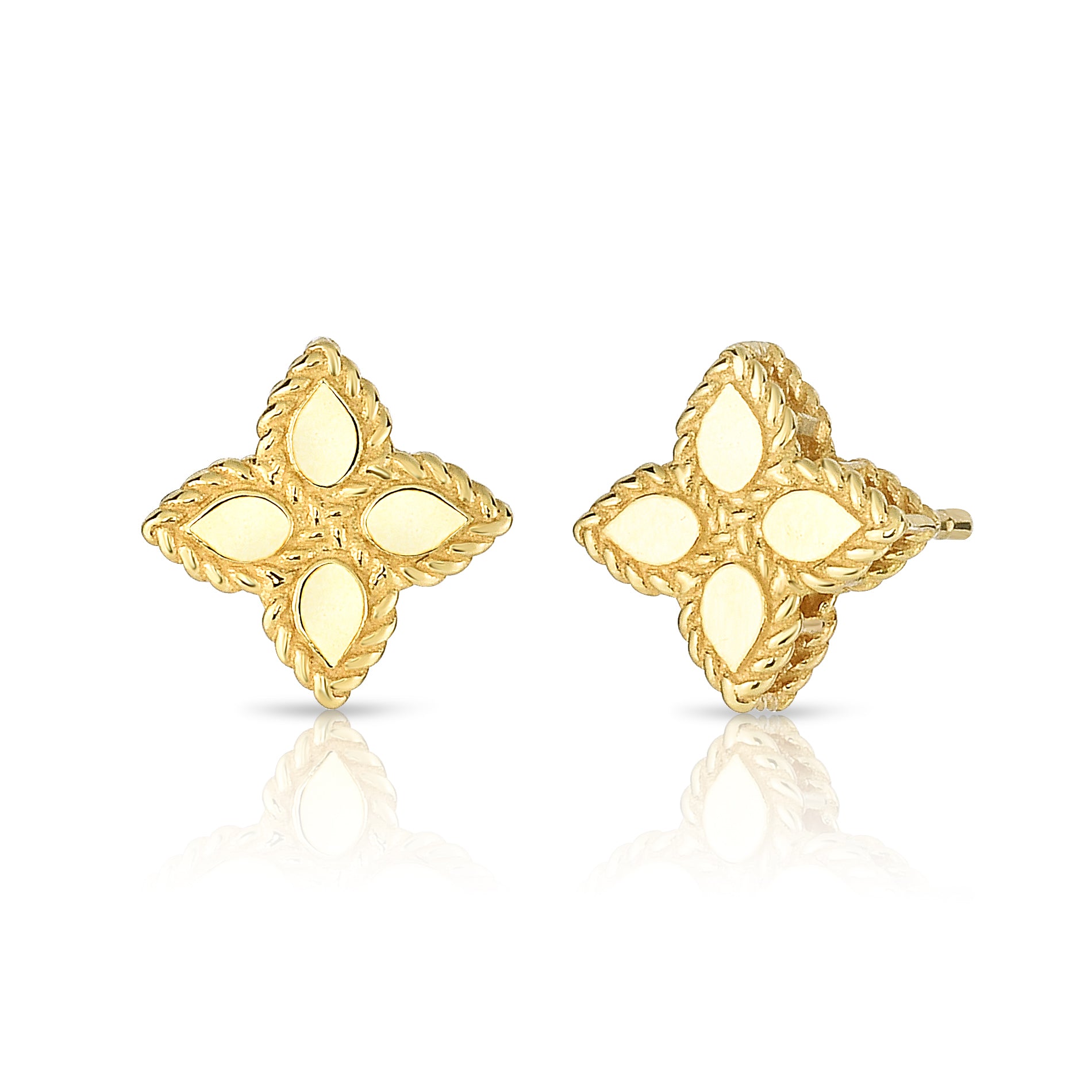 18K YELLOW GOLD PRINCESS FLOWER SMALL STUD EARRINGS