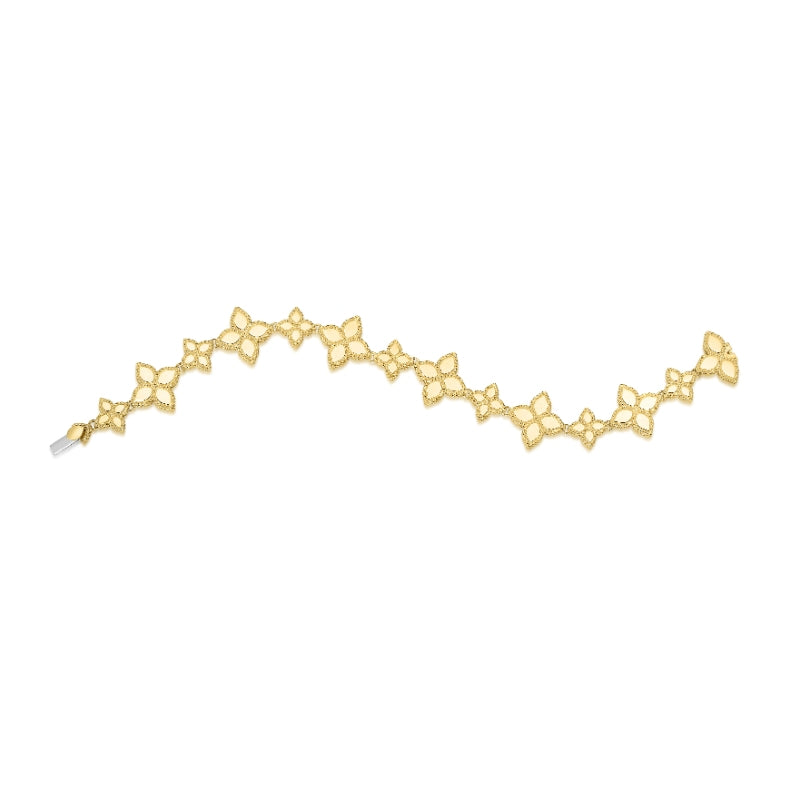 18K YELLOW GOLD PRINCESS FLOWER ALTERNATING FLOWER BRACELET