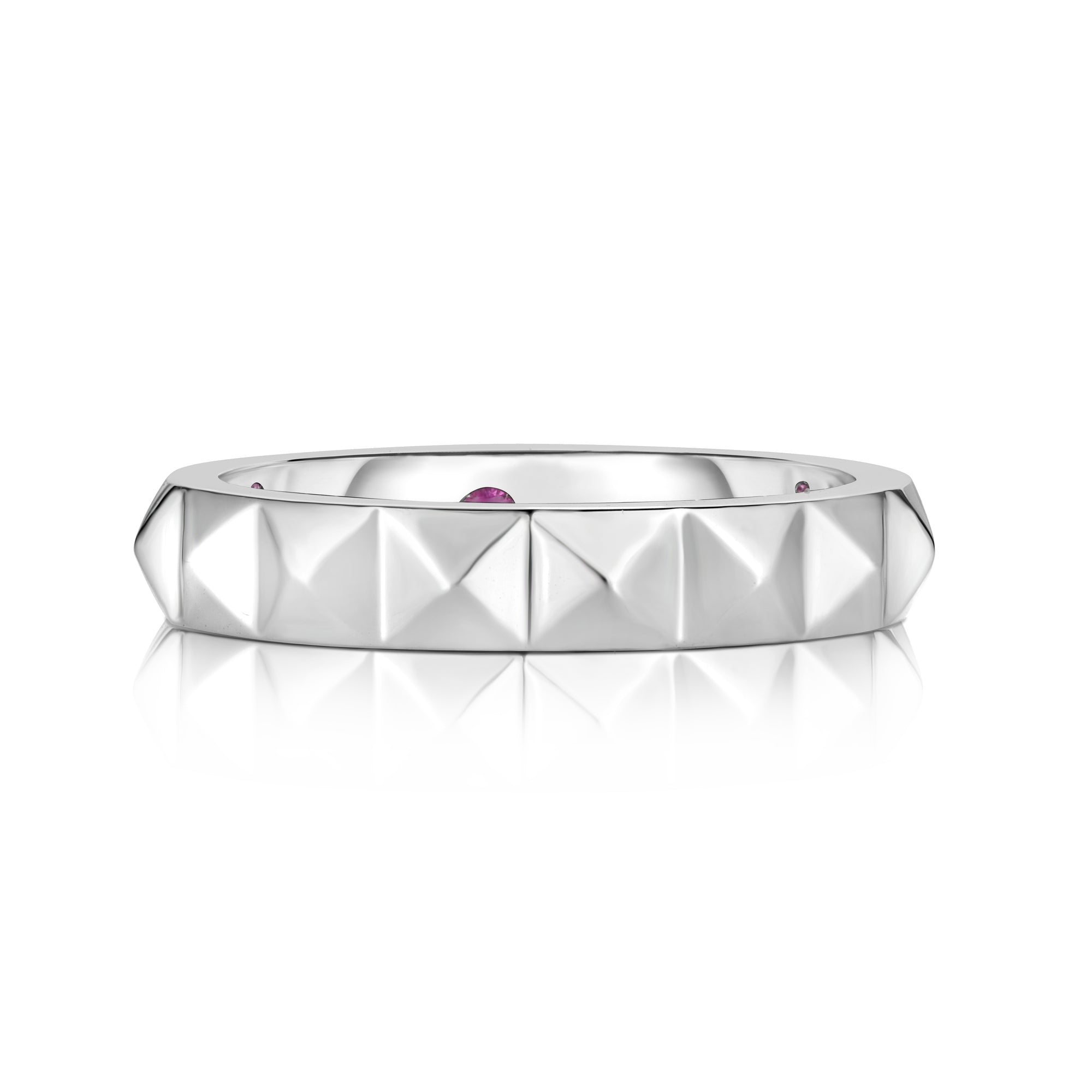 18K WHITE GOLD OBELISCO SINGLE ROW RING