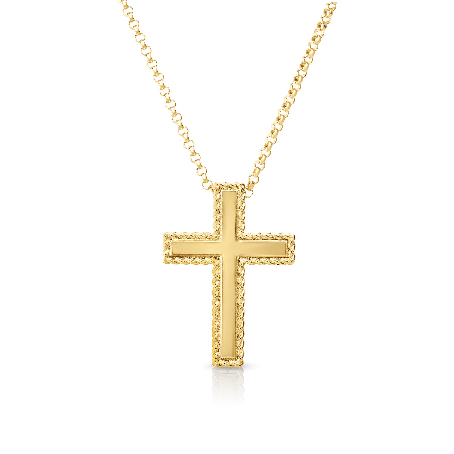 18K YELLOW GOLD PRINCESS CROSS NECKLACE
