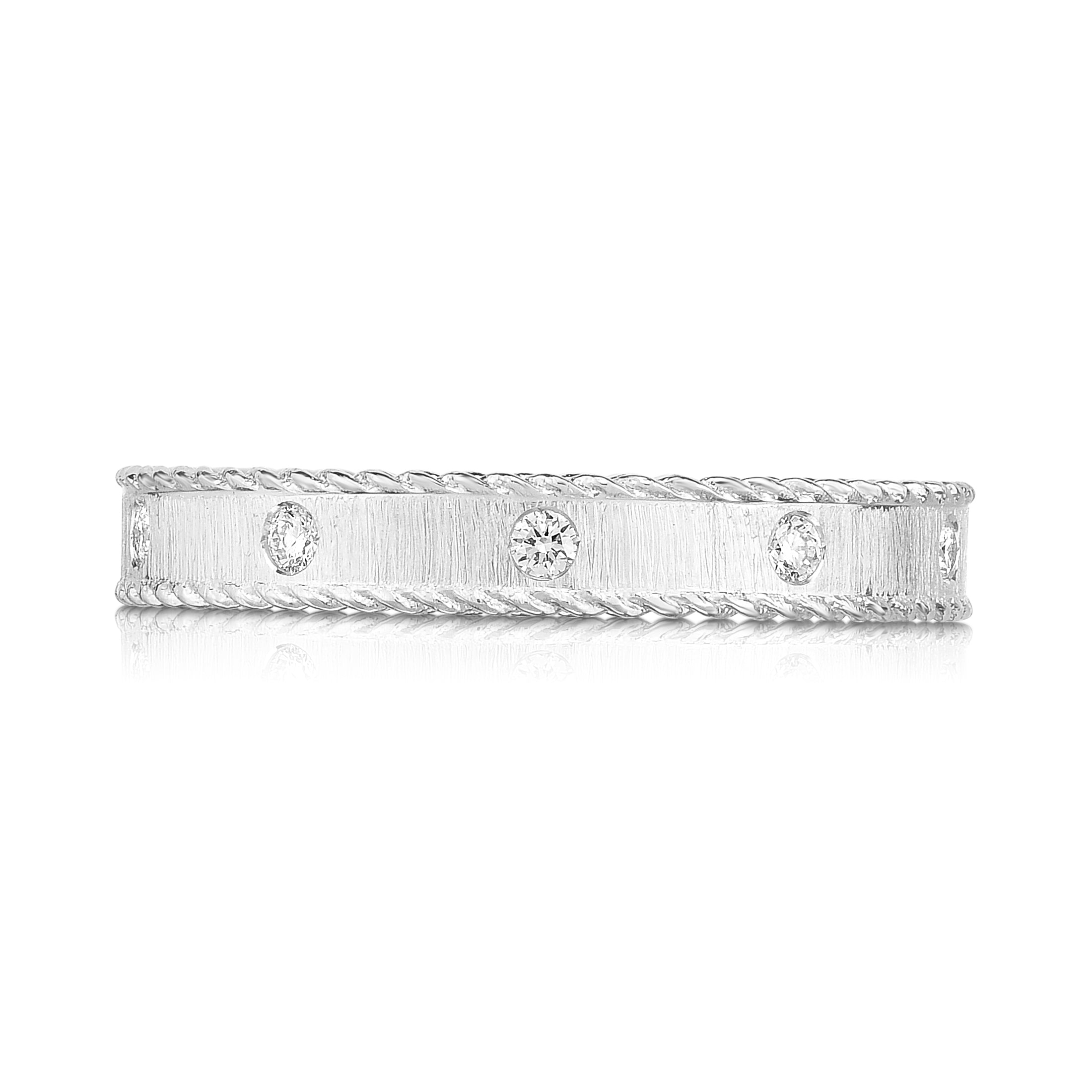 18K WHITE GOLD PRINCESS DIAMOND & SATIN FINISH RING