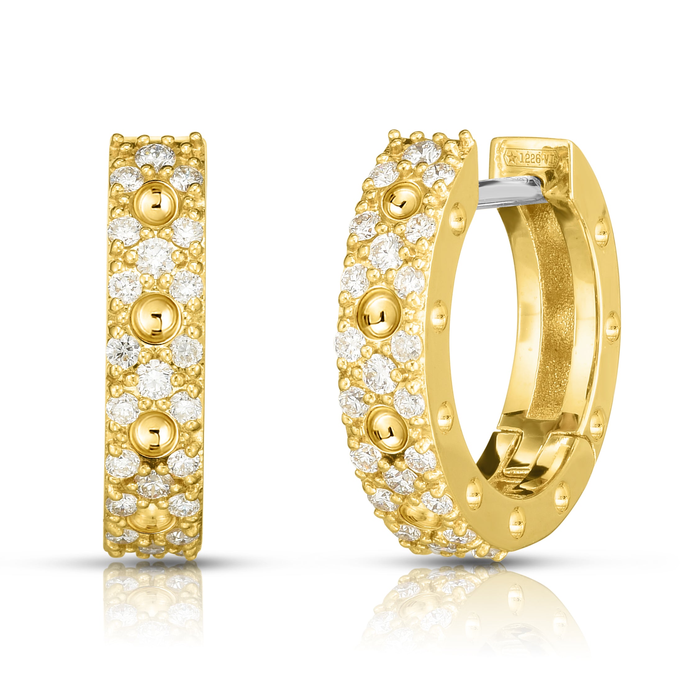 18K YELLOW GOLD POIS MOI DIAMOND HOOP EARRINGS