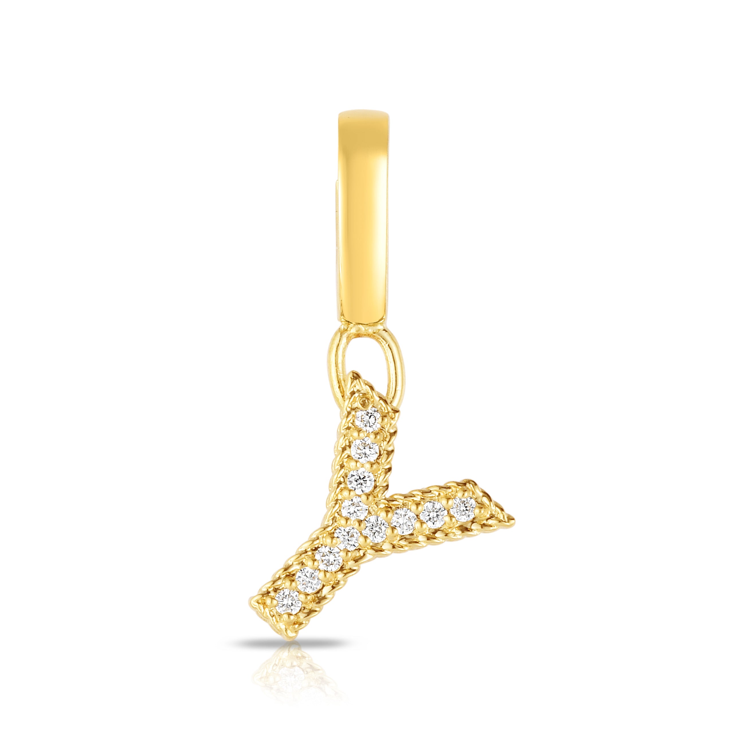 18K YELLOW GOLD PRINCESS DIAMOND LETTER 'Y' CHARM