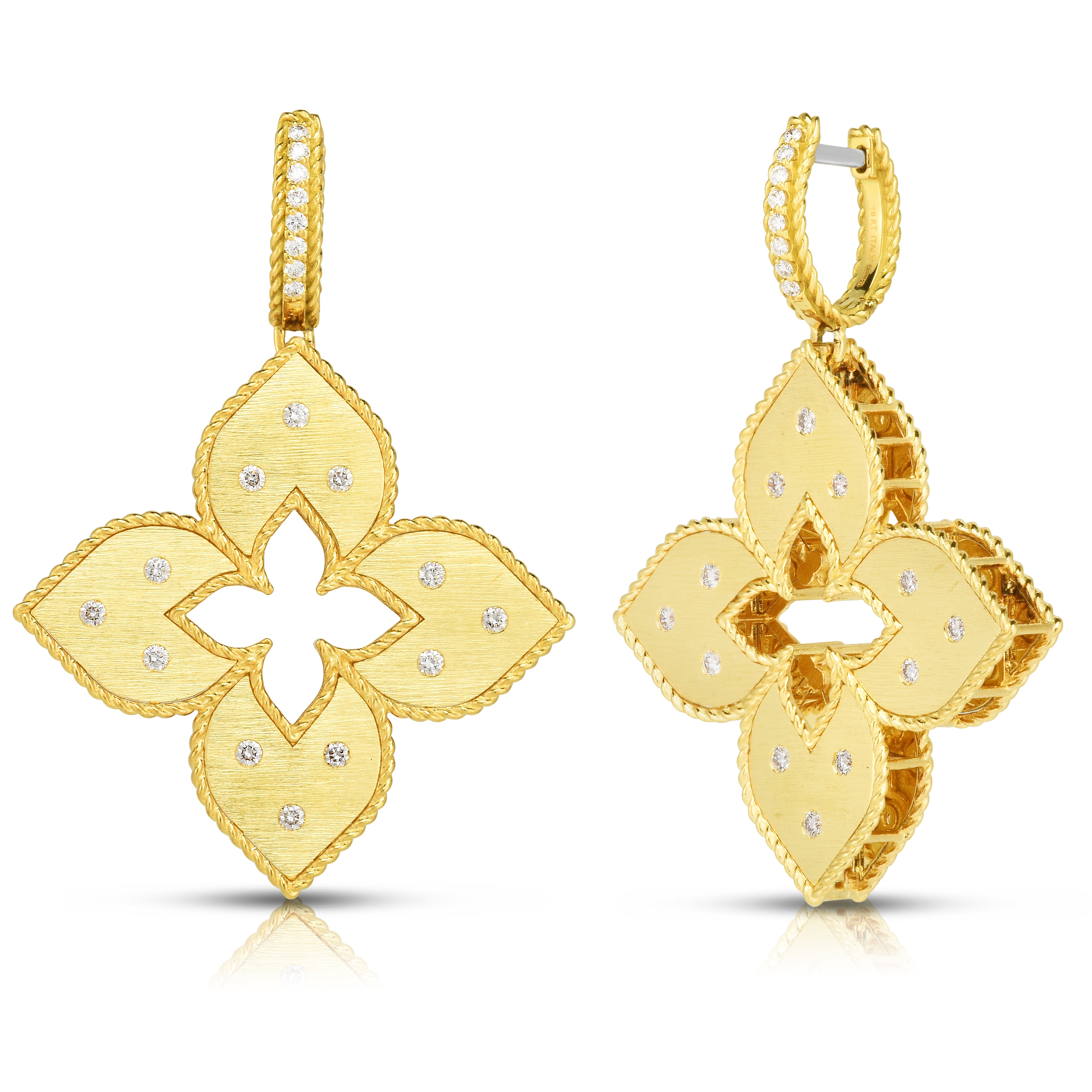 18K YELLOW GOLD VENETIAN PRINCESS LARGE DIAMOND DANGLE EARRINGS
