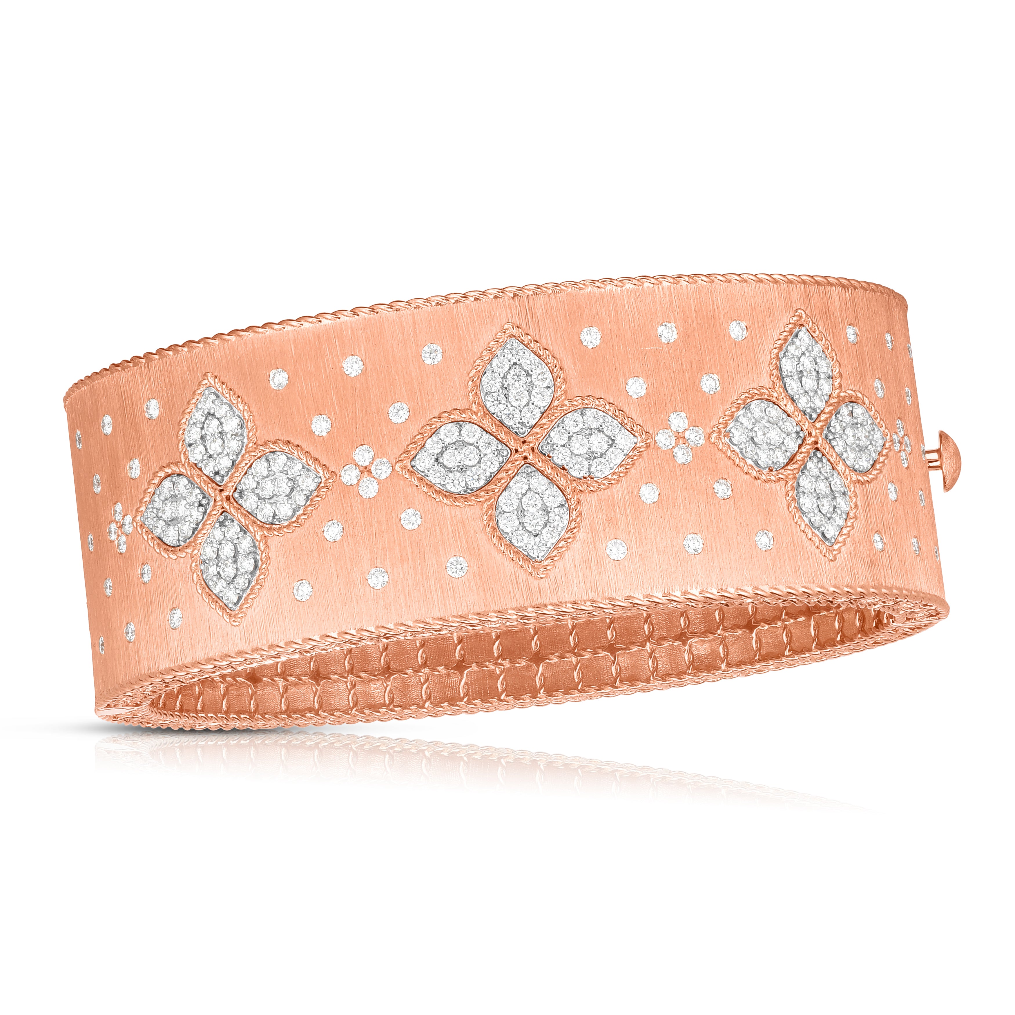 18K ROSE/WHITE GOLD VENETIAN PRINCESS DIAMOND SATIN BANGLE