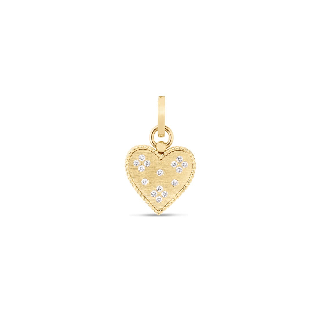 18K YELLOW GOLD VENETIAN PRINCESS MEDIUM HEART MEDALLION PAPERCLIP PENDANT
